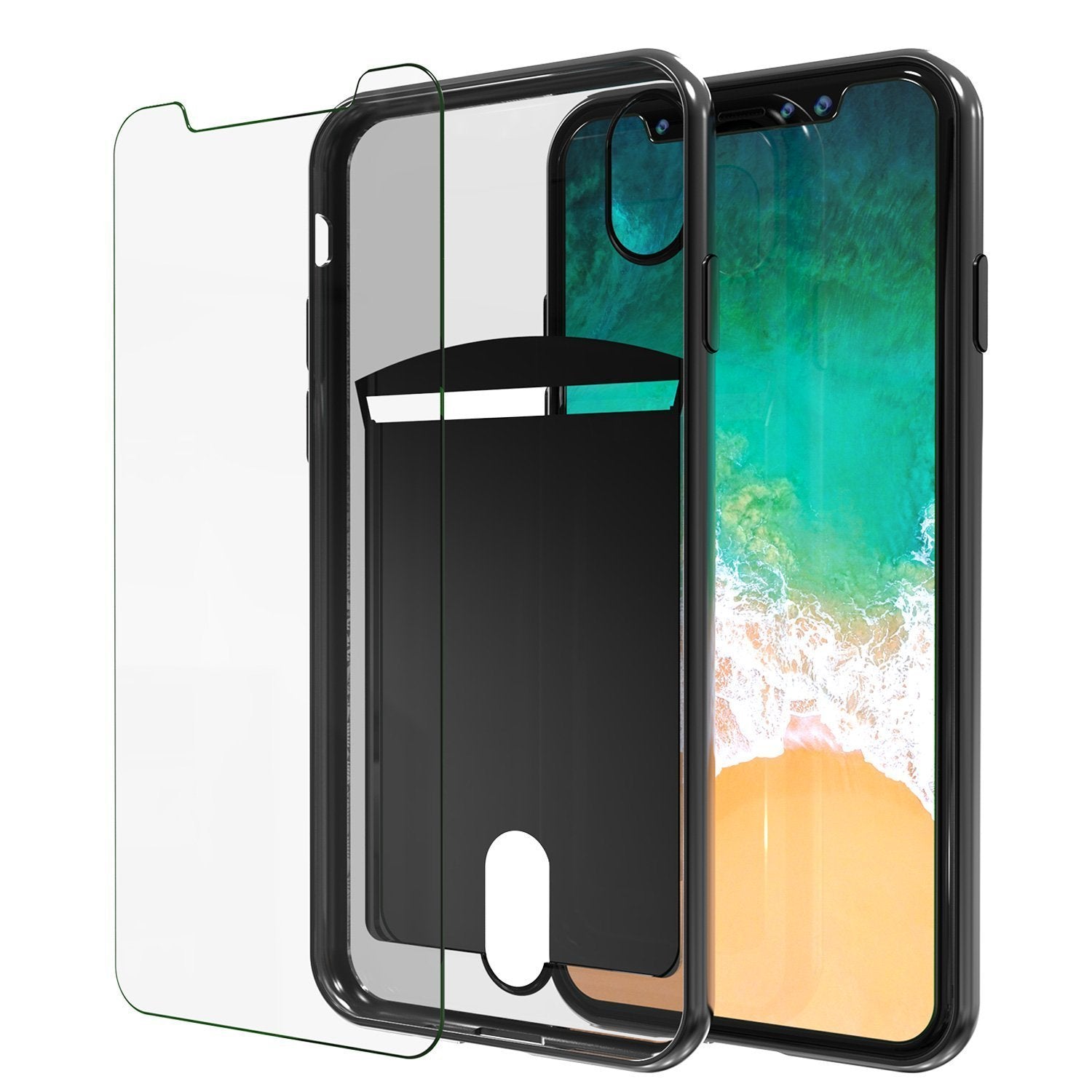 iPhone X Case, PUNKcase [LUCID Series] Slim Fit Protective Dual Layer Armor Cover W/ Scratch Resistant PUNKSHIELD Screen Protector [Black] (Color in image: Gold)