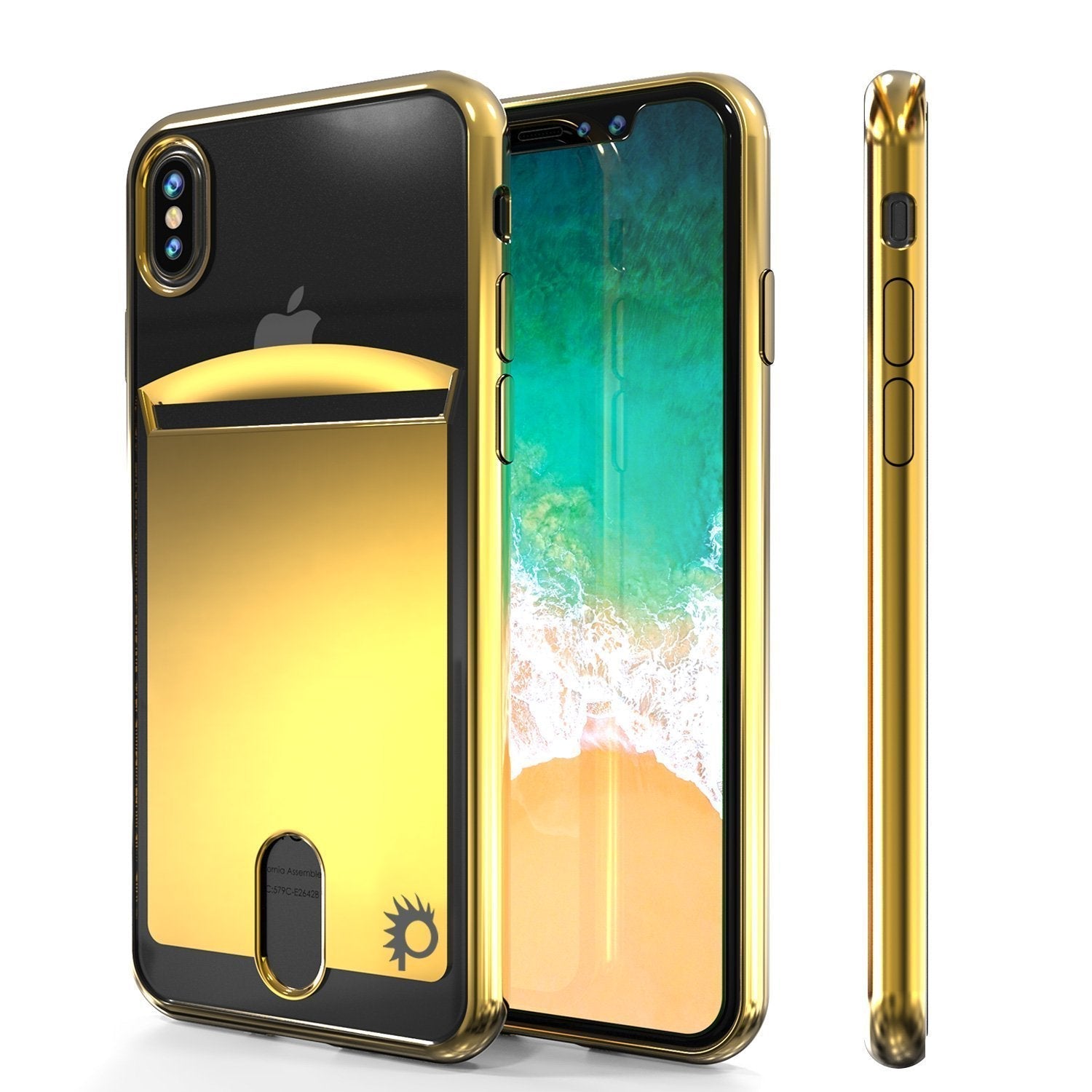 Capa para iPhone X, PUNKcase [Série LUCID] Design Fino e Protetor de Dupla Camada com Capa de Armadura à Prova de Riscos e Protetor de Tela PUNKSHIELD [OURO]