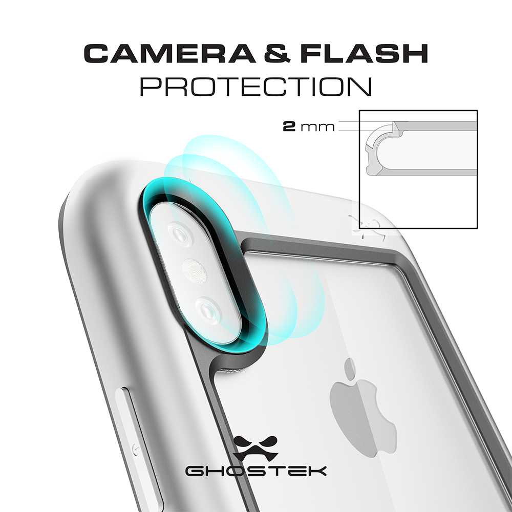 Ghostek Atomic Slim iPhone X Case with Shockproof Aluminum Bumper Heavy Duty | Supports Qi Wireless Charging + Works Flawlessly with Face ID | Red (Color in image: Teal)