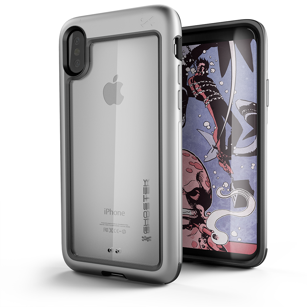 Capa para iPhone X, Ghostek Atomic Slim Series - Testado contra quedas de grau militar, parachoques de liga de alumínio metálico + capa protetora de TPU e borracha para Apple iPhone X 2017 | Prata