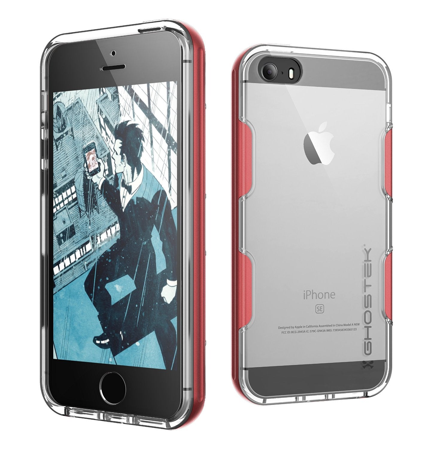 Capa para iPhone SE/5S/5 Ghostek® Cloak Vermelha Slim | Vidro Temperado | Garantia Vitalícia de Troca
