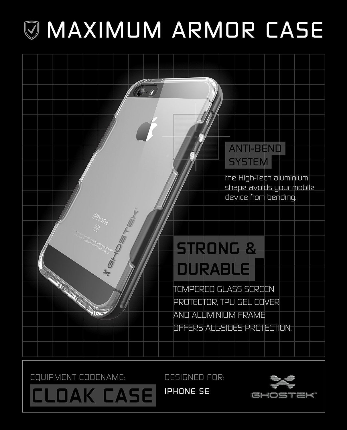 iPhone SE/5S/5 Case Ghostek® Cloak Space Grey Series | Tempered Glass | Lifetime Warranty Exchange (Color in image: gold)