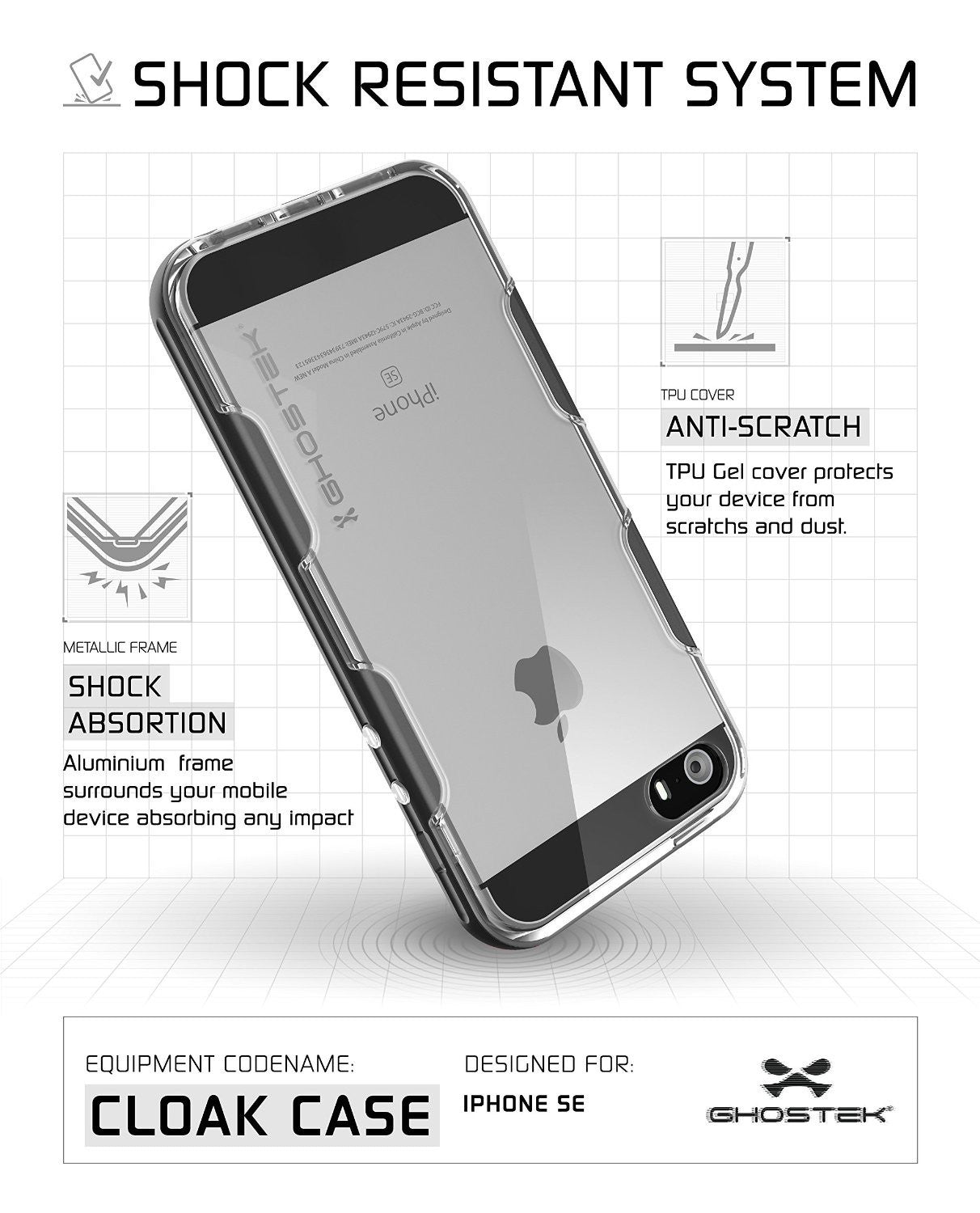 iPhone SE/5S/5 Case Ghostek® Cloak Space Grey Series | Tempered Glass | Lifetime Warranty Exchange (Color in image: red)