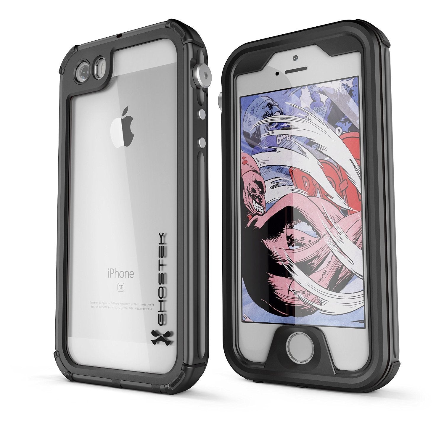 Capa à prova d'água para iPhone 8, Ghostek® Atomic 3.0 Série Preta | Subaquática | Touch-ID