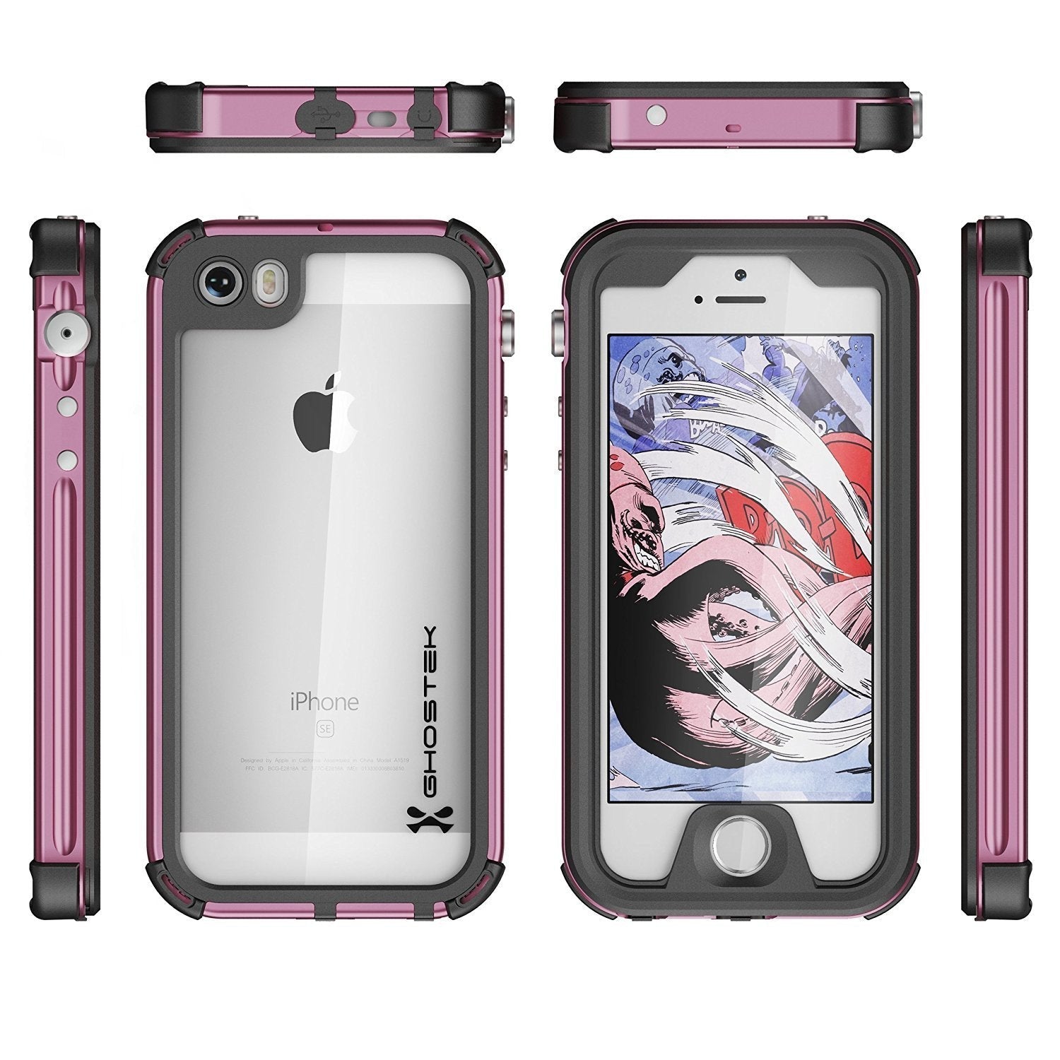 iPhone 8 Waterproof Case, Ghostek® Atomic 3.0 Pink Series (Color in image: Gold)