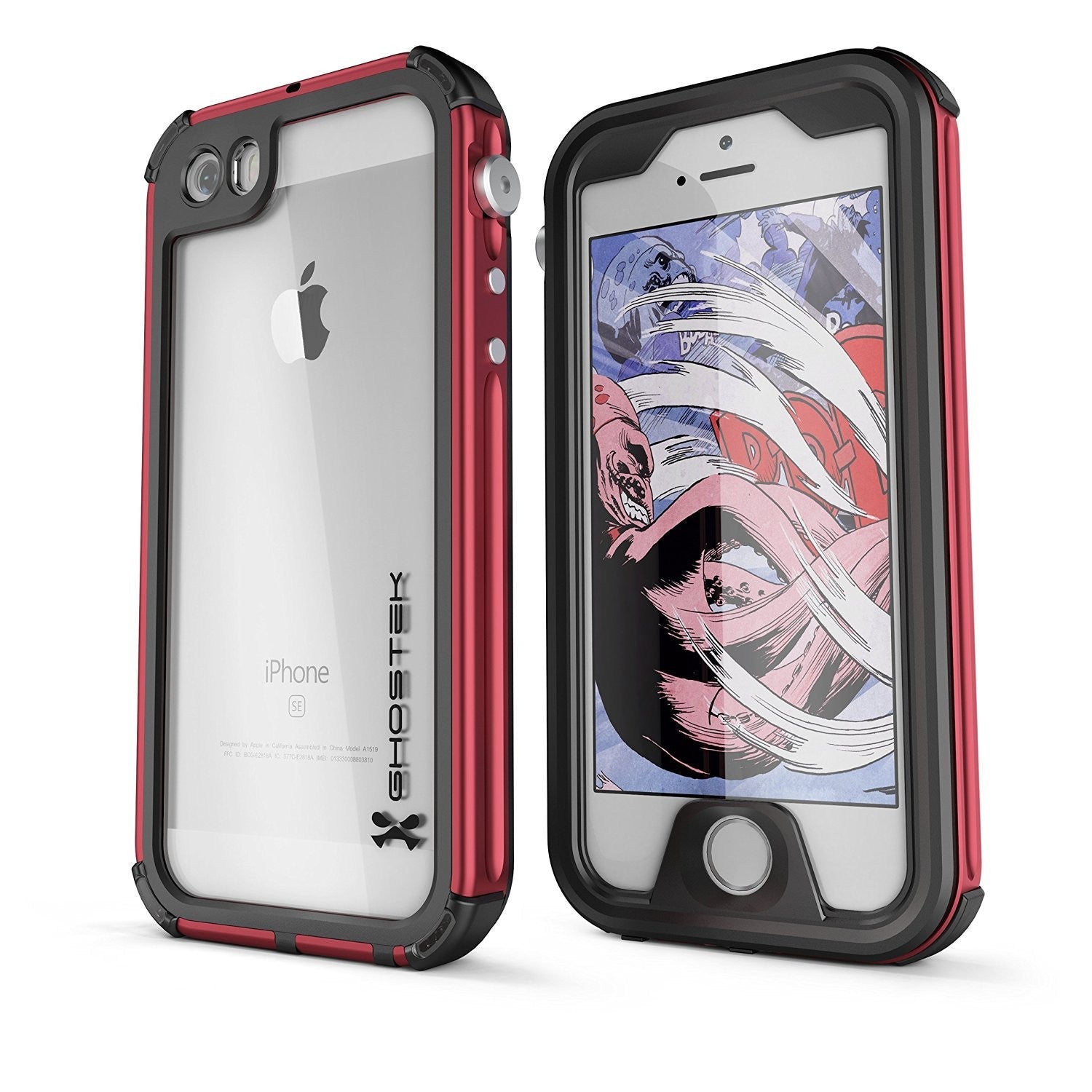 Capa à Prova d'Água para iPhone SE/5S/5, Ghostek® Atomic 3.0 Série Vermelha | Subaquática | Touch-ID