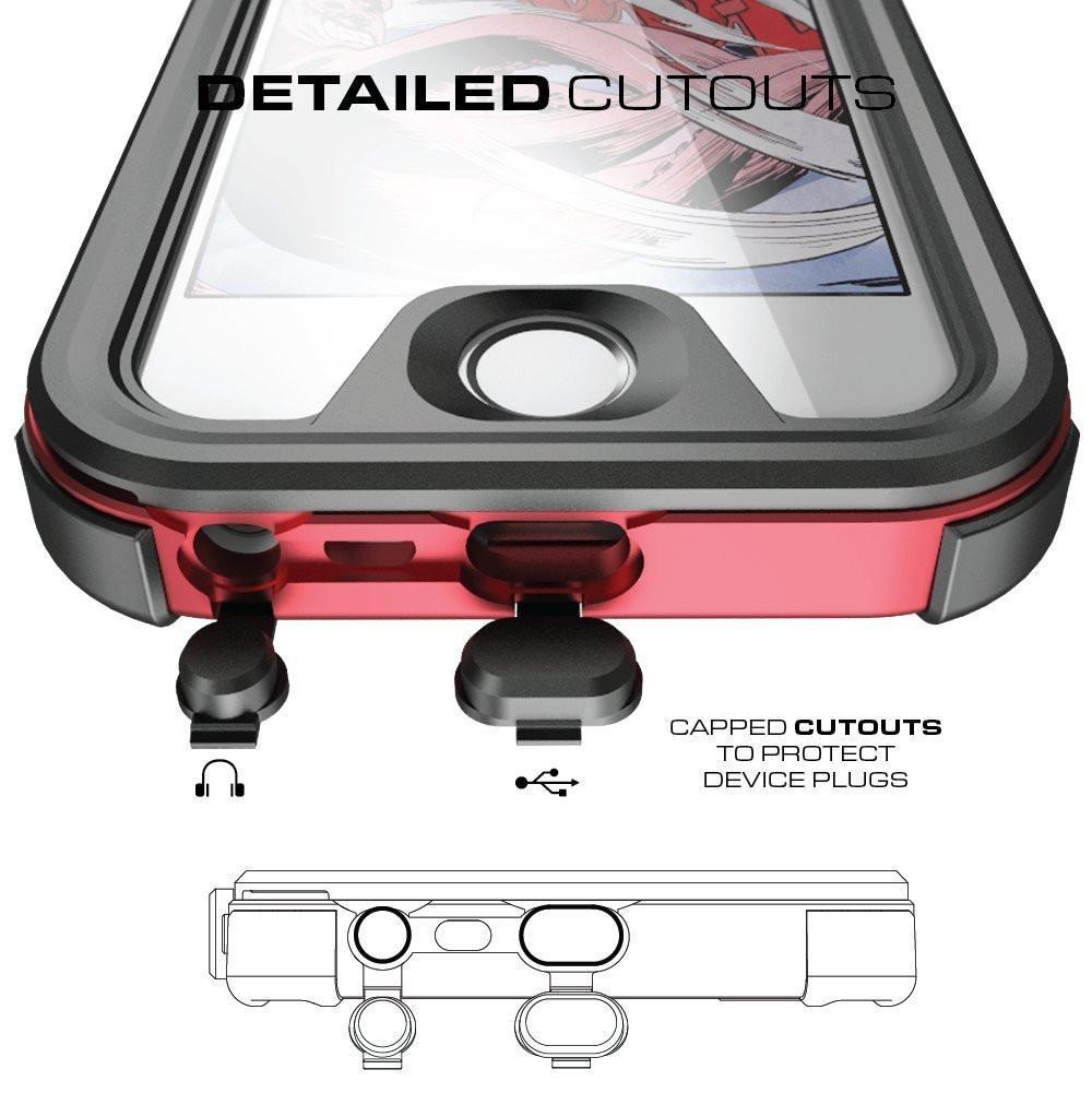 iPhone 8 Waterproof Case, Ghostek® Atomic 3.0 Red Series | Underwater | Touch-ID 
