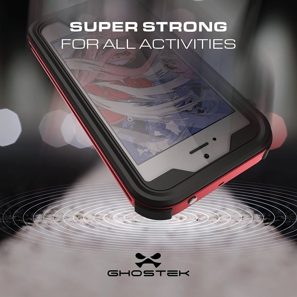 iPhone 7 Waterproof Case, Ghostek® Atomic 3.0 Red Series | Underwater | Touch-ID 