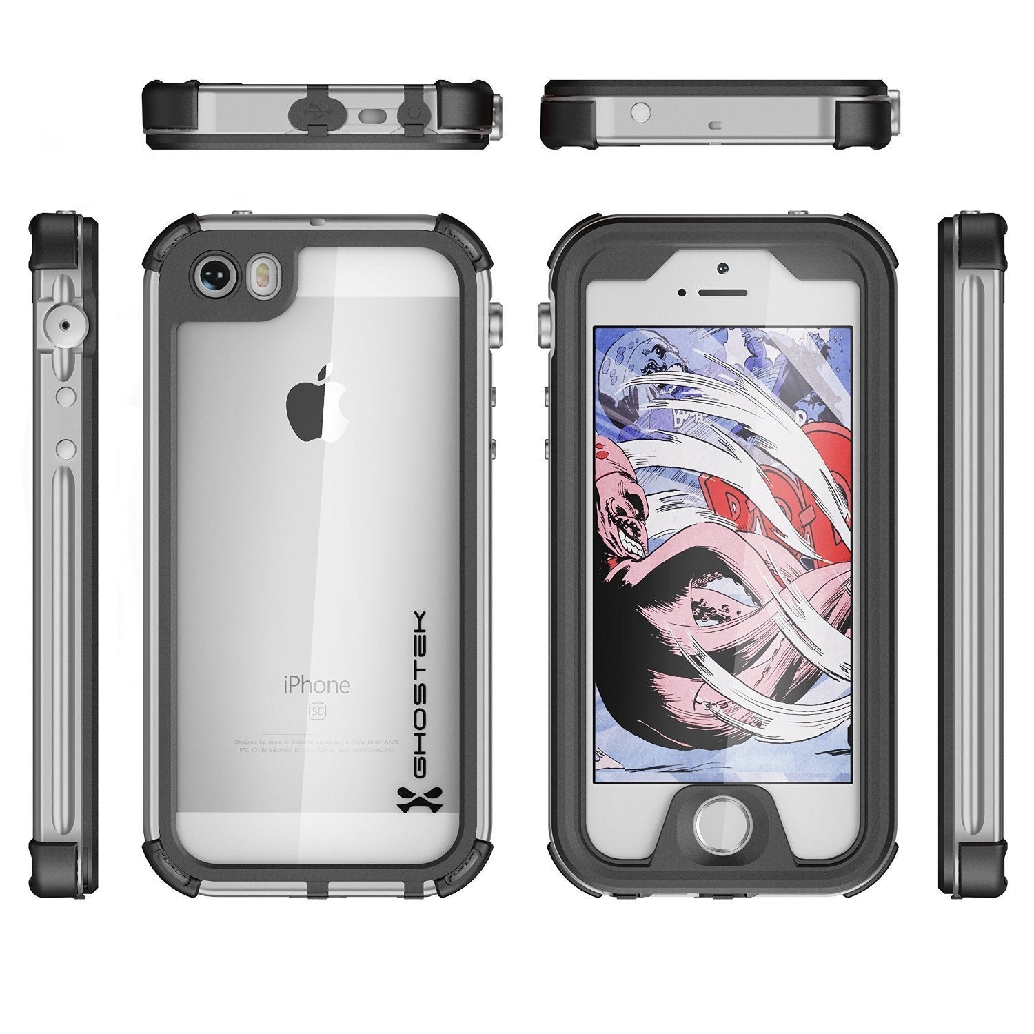 iPhone 8 Waterproof Case, Ghostek® Atomic 3.0 Silver Series | Underwater | Touch-ID (Color in image: Pink)