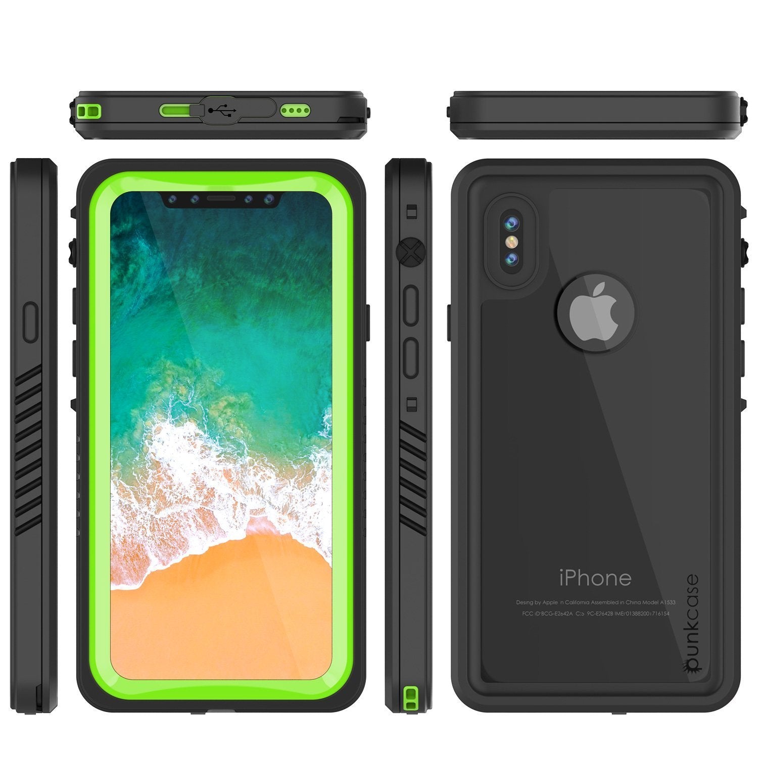 iPhone XS Max Waterproof Case, Punkcase [Extreme Series] Armor Cover W/ Built In Screen Protector [Light Green] (Color in image: Pink)