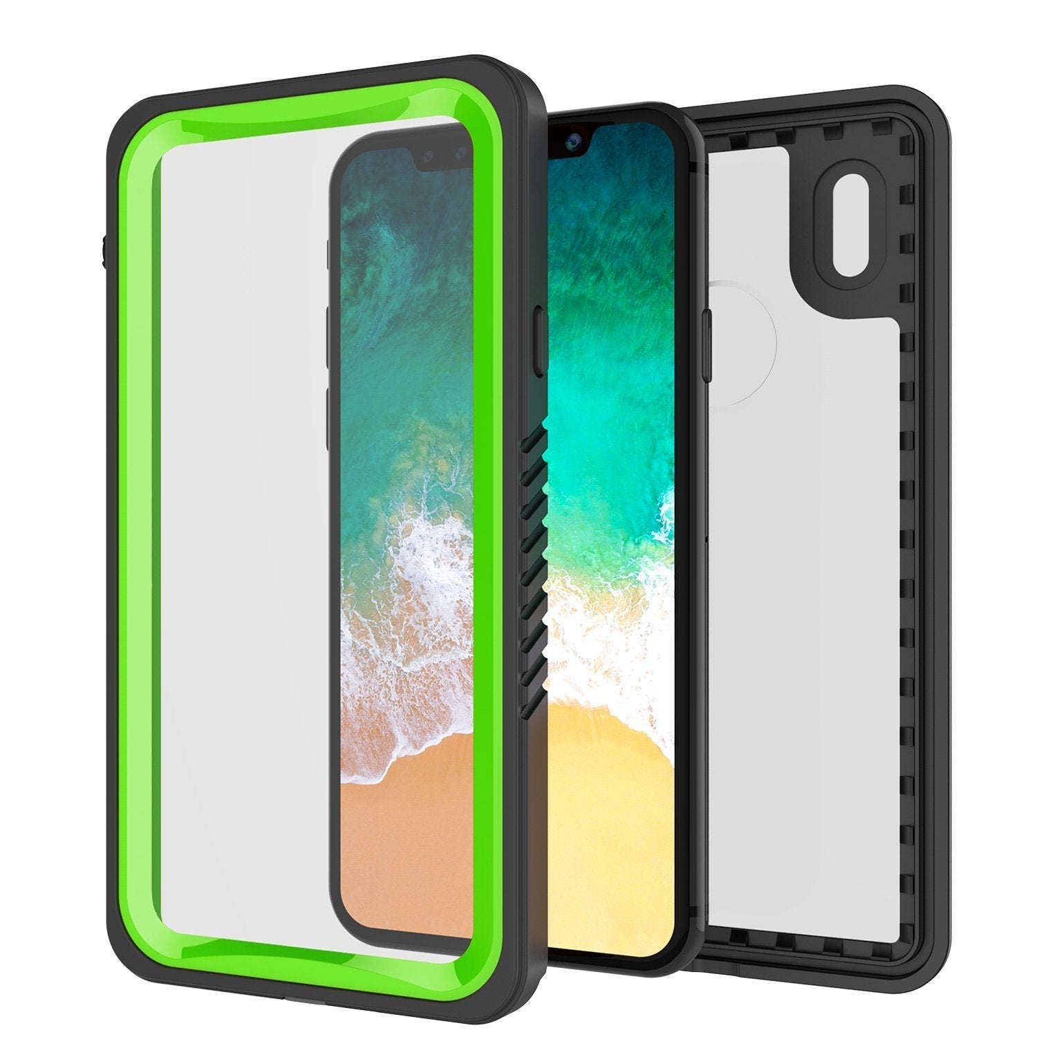 iPhone XS Max Waterproof Case, Punkcase [Extreme Series] Armor Cover W/ Built In Screen Protector [Light Green] (Color in image: Black)