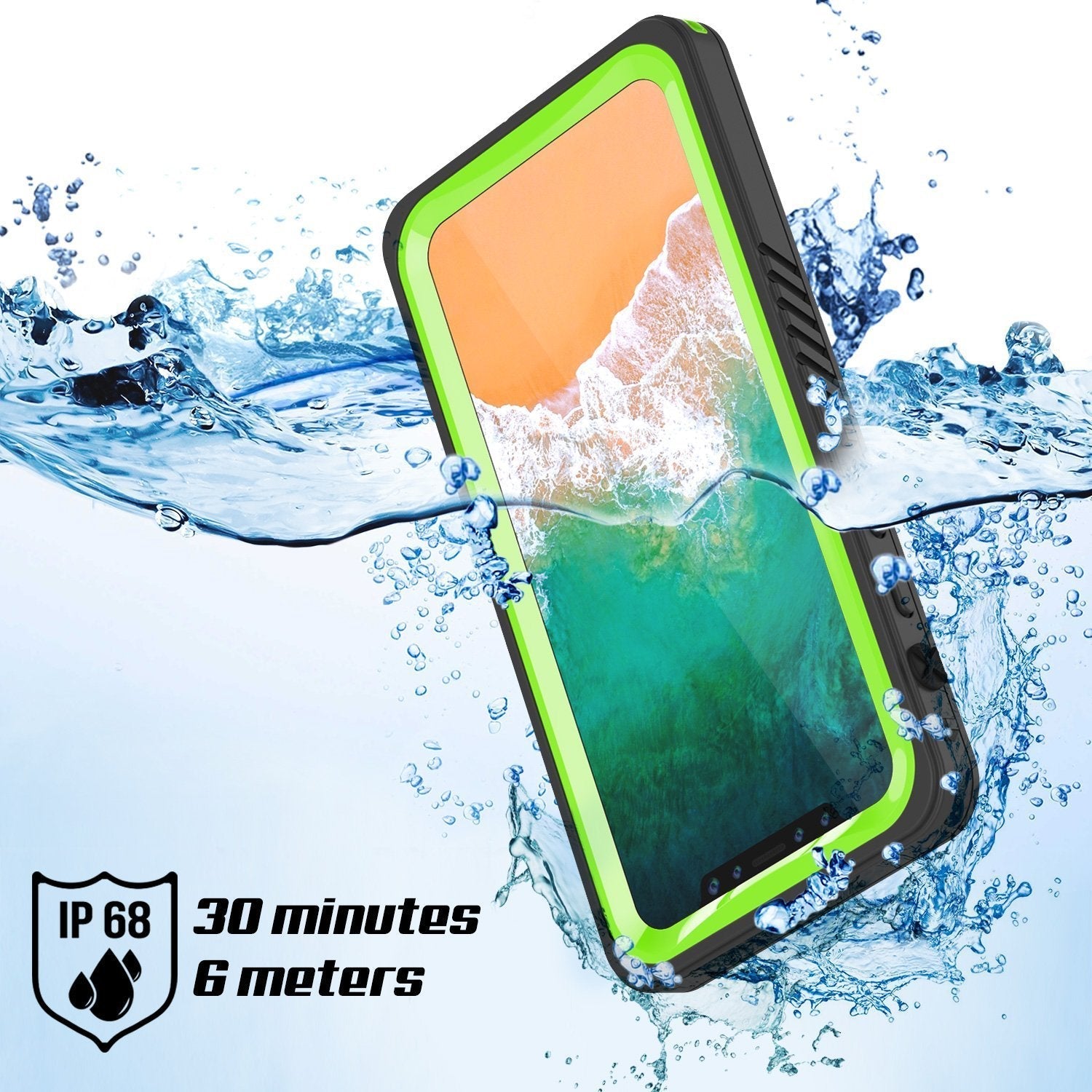 iPhone XS Max Waterproof Case, Punkcase [Extreme Series] Armor Cover W/ Built In Screen Protector [Light Green] (Color in image: Teal)