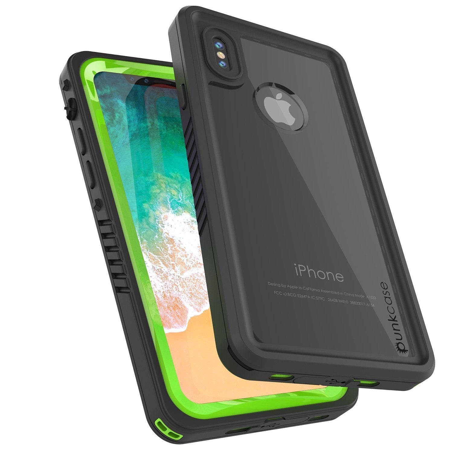iPhone XS Max Waterproof Case, Punkcase [Extreme Series] Armor Cover W/ Built In Screen Protector [Light Green] (Color in image: Purple)