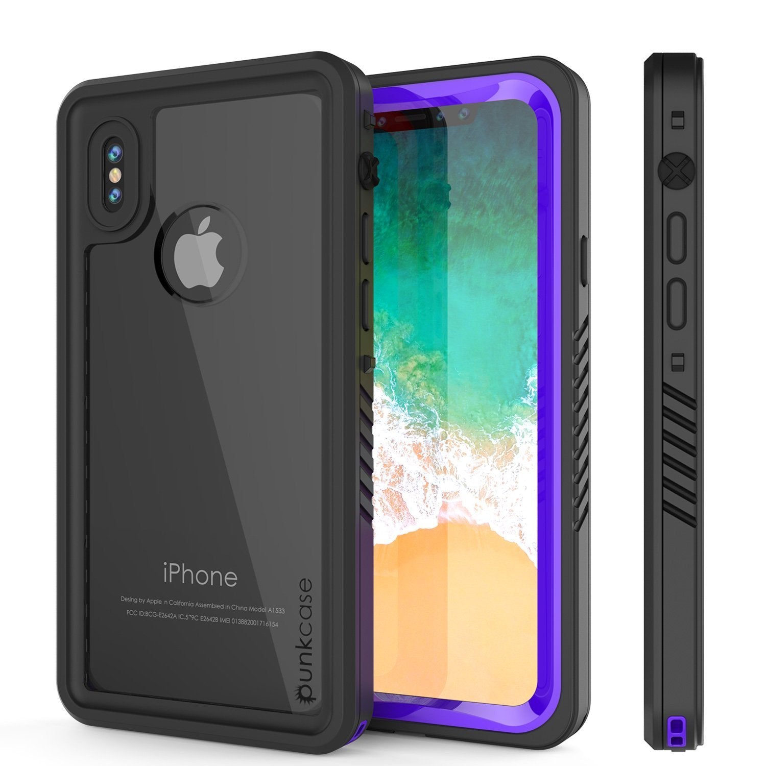 Capa à prova d'água para iPhone XS Max, Punkcase [Série Extrema] Capa de armadura com protetor de tela embutido [Roxo]