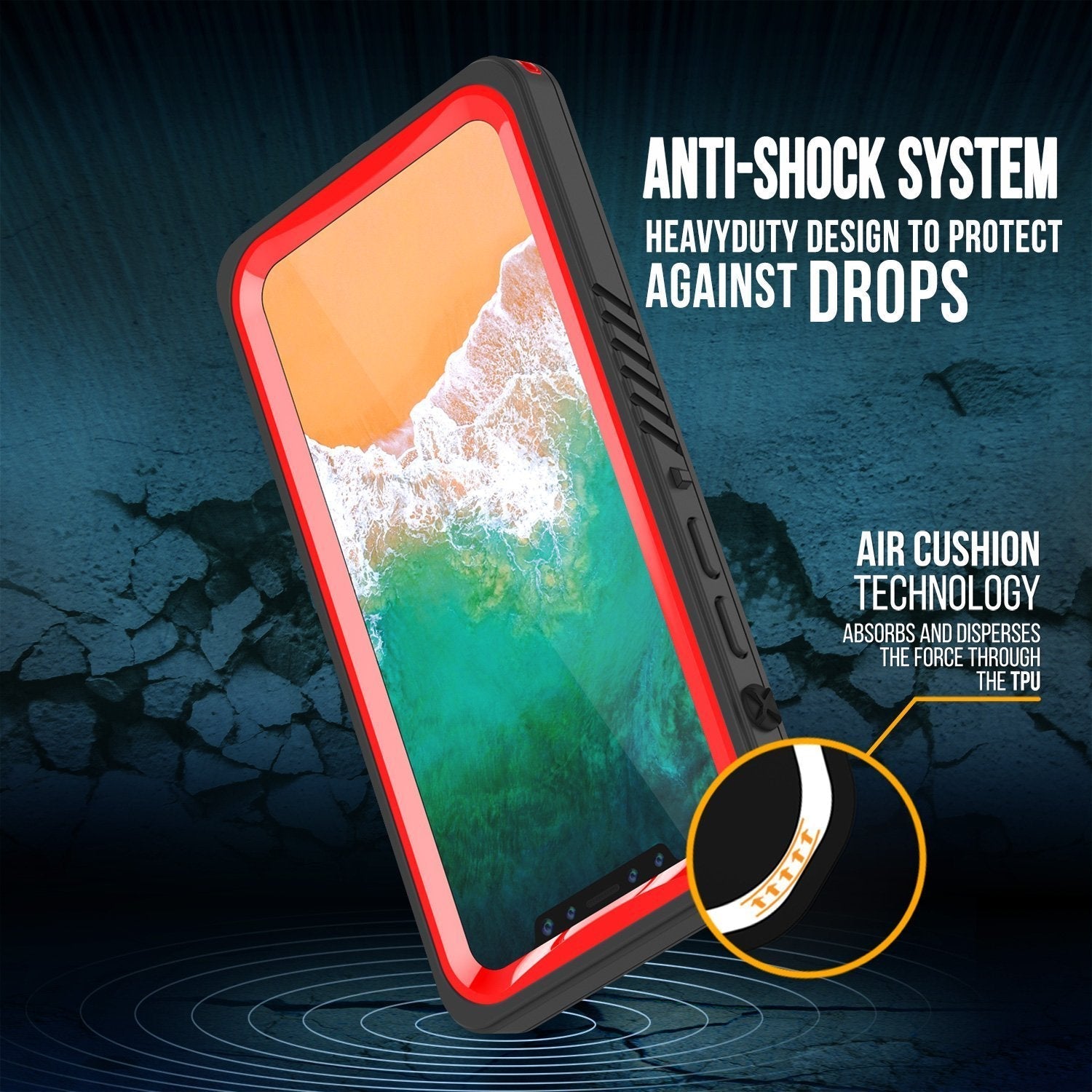 iPhone XS Max Waterproof Case, Punkcase [Extreme Series] Armor Cover W/ Built In Screen Protector [Red] (Color in image: Light Green)