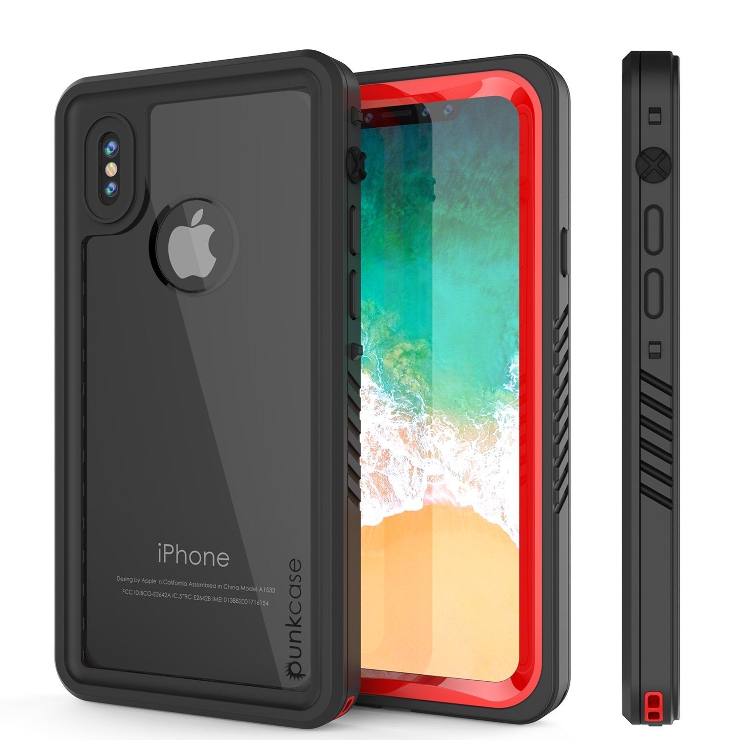 Capa à prova d'água para iPhone XS Max, Punkcase [Série Extrema] Capa armor com protetor de tela embutido [Vermelho]