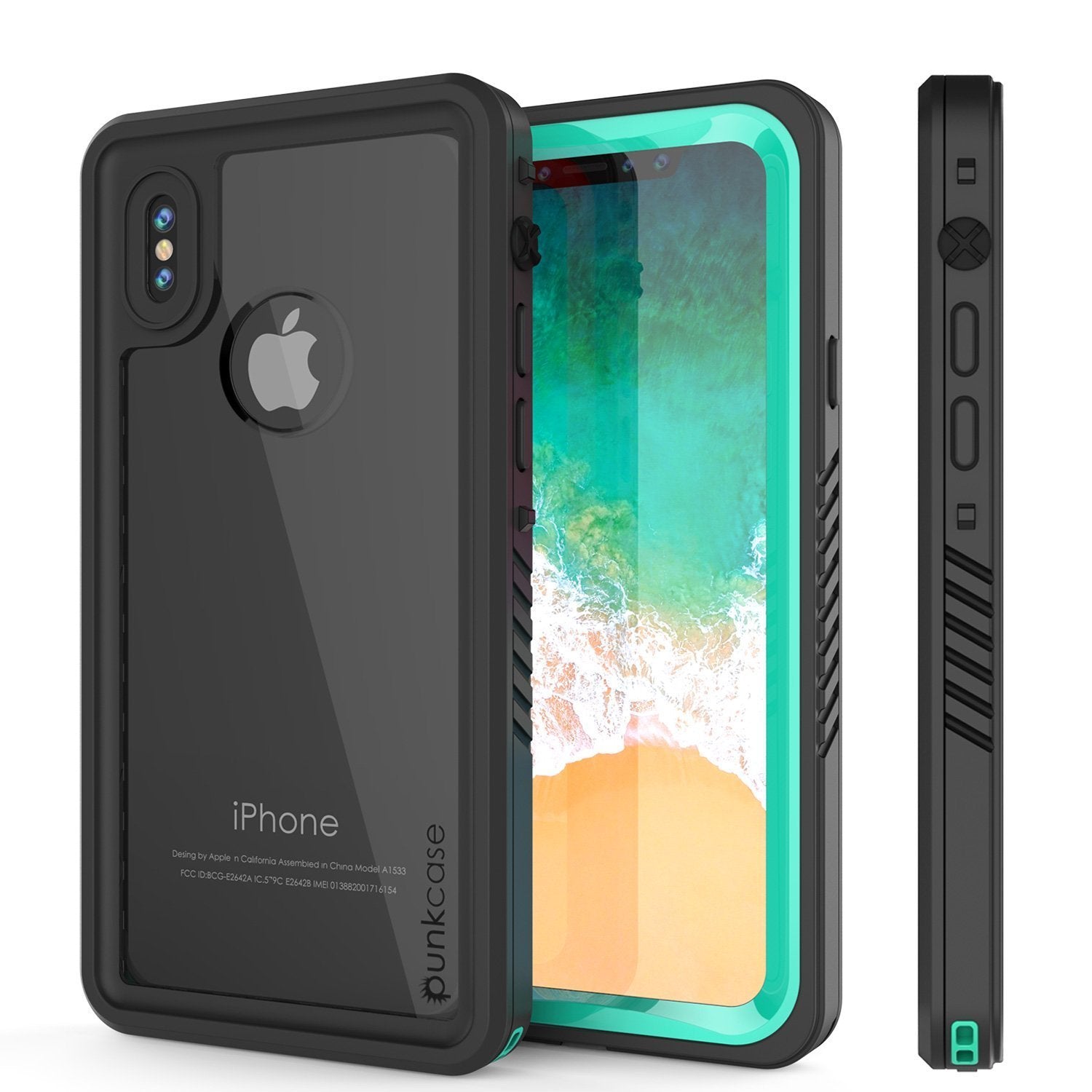 Capa à prova d'água para iPhone XS Max, Punkcase [Série Extreme] Capa de armadura com protetor de tela embutido [Turquesa]