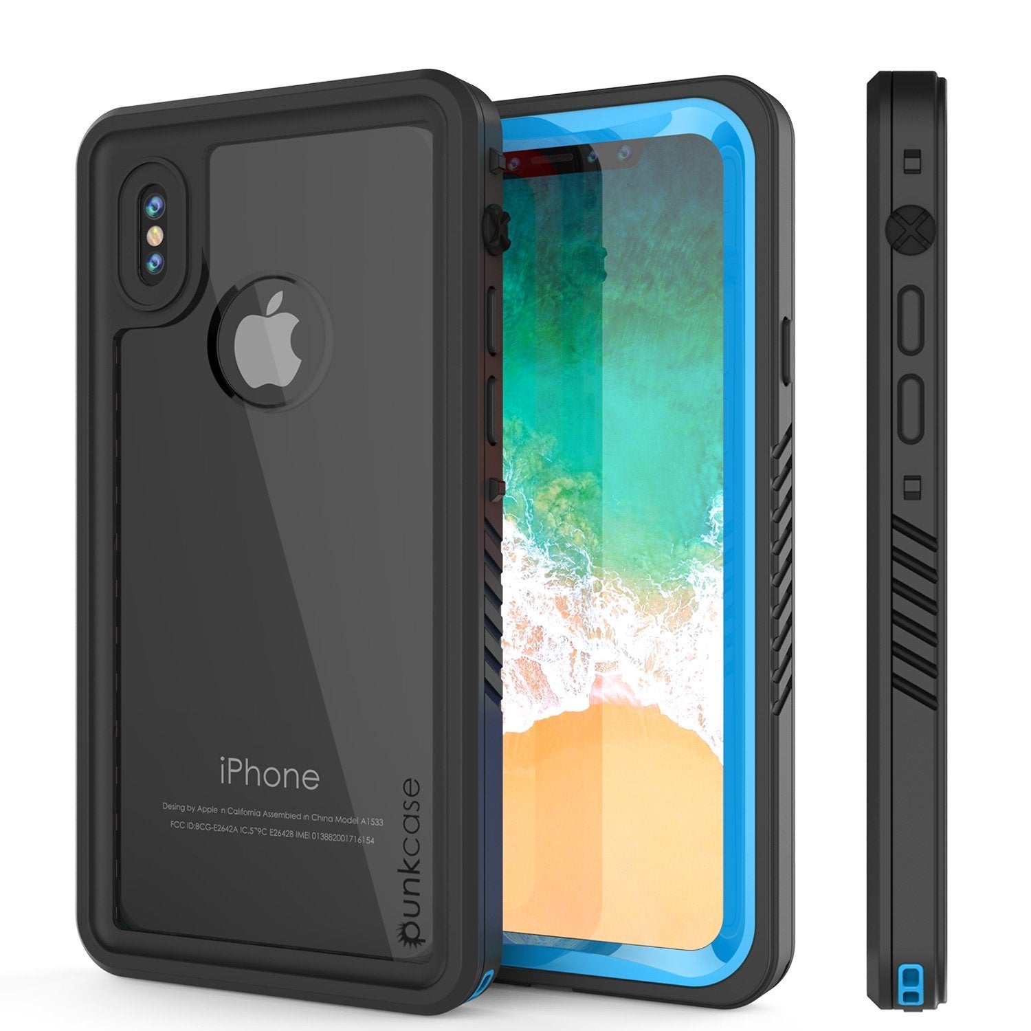 Capa à Prova d'Água para iPhone XS Max, Punkcase [Série Extrema] Capa de Armadura com Protetor de Tela Embutido [Azul Claro]