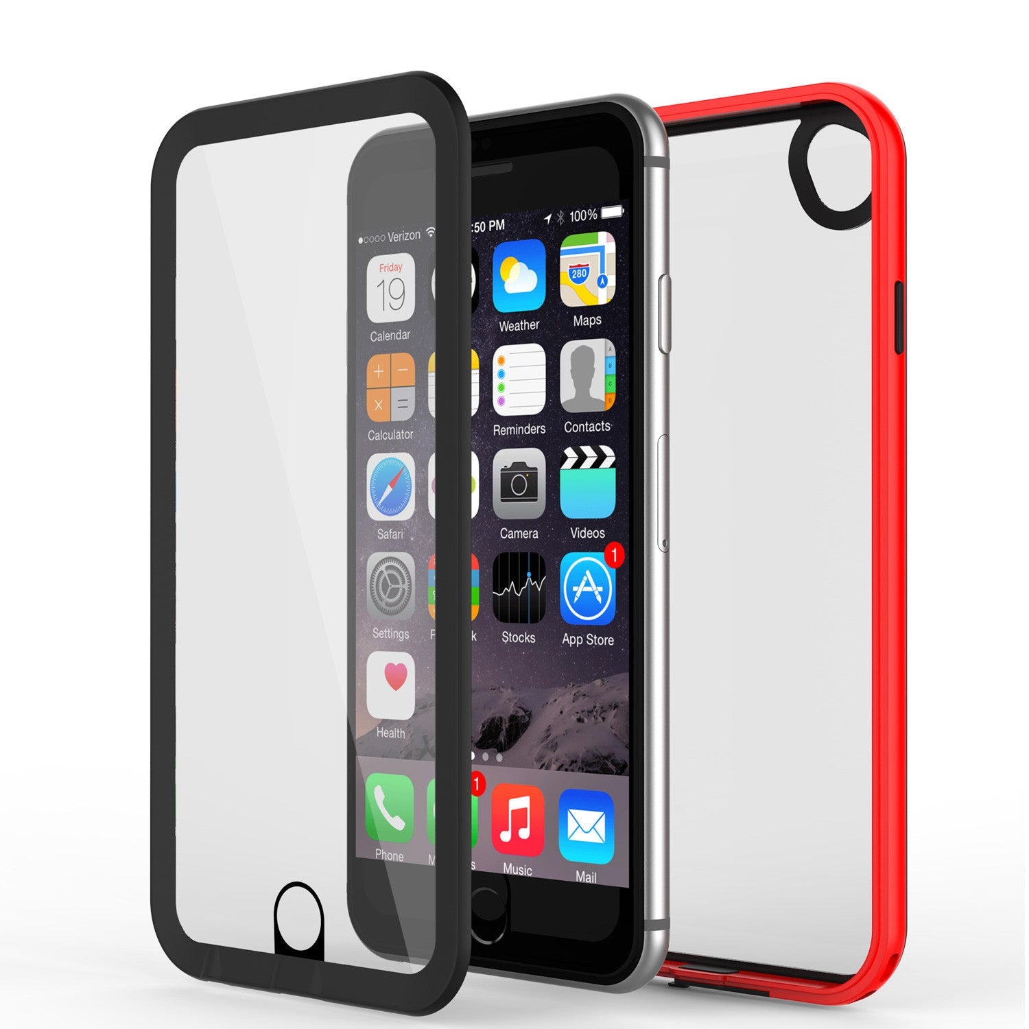 Capa à Prova d'Água PUNKcase CRYSTAL 2.0 Vermelha para Apple iPhone 7/6s/6 com Protetor de Tela Integrado | Garantia