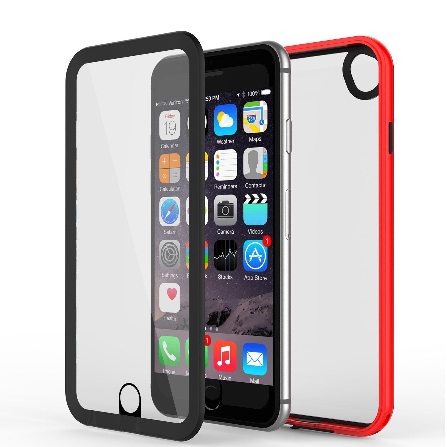 Capa à prova d'água para Apple iPhone 8, PUNKcase CRYSTAL 2.0 Vermelha com Protetor de Tela Anexado | Garantia