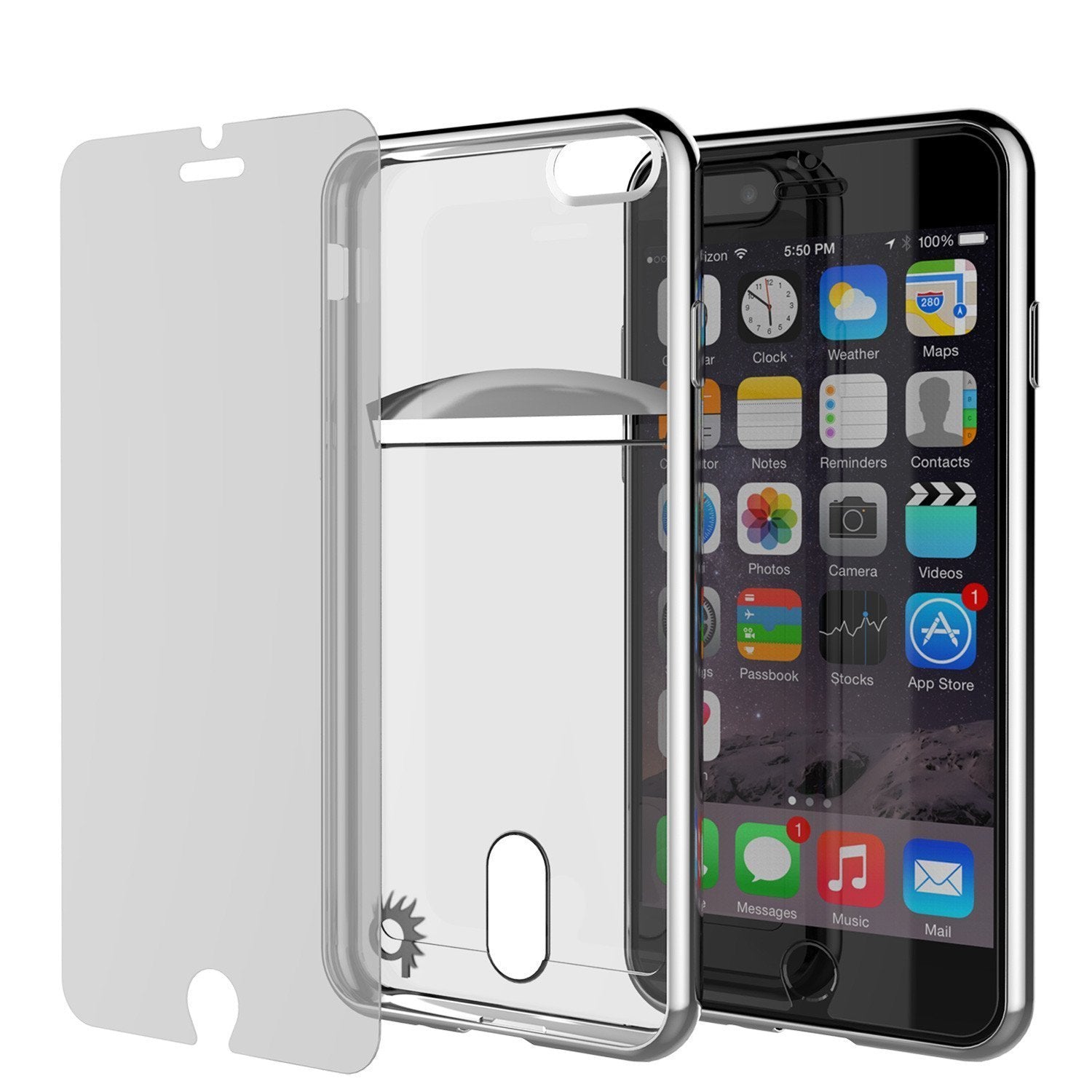 iPhone 8 Case, PUNKCASE® LUCID Silver Series | Card Slot | SHIELD Screen Protector | Ultra fit (Color in image: Gold)