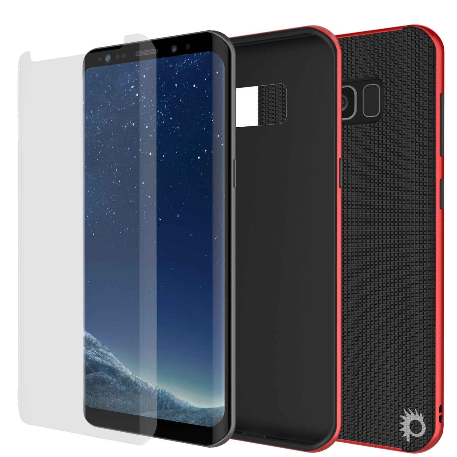 Galaxy S8 PLUS Case, PunkCase [Stealth Series] Hybrid 3-Piece Shockproof Dual Layer Cover [Non-Slip] [Soft TPU + PC Bumper] with PUNKSHIELD Screen Protector for Samsung S8+ [Red] (Color in image: Teal)