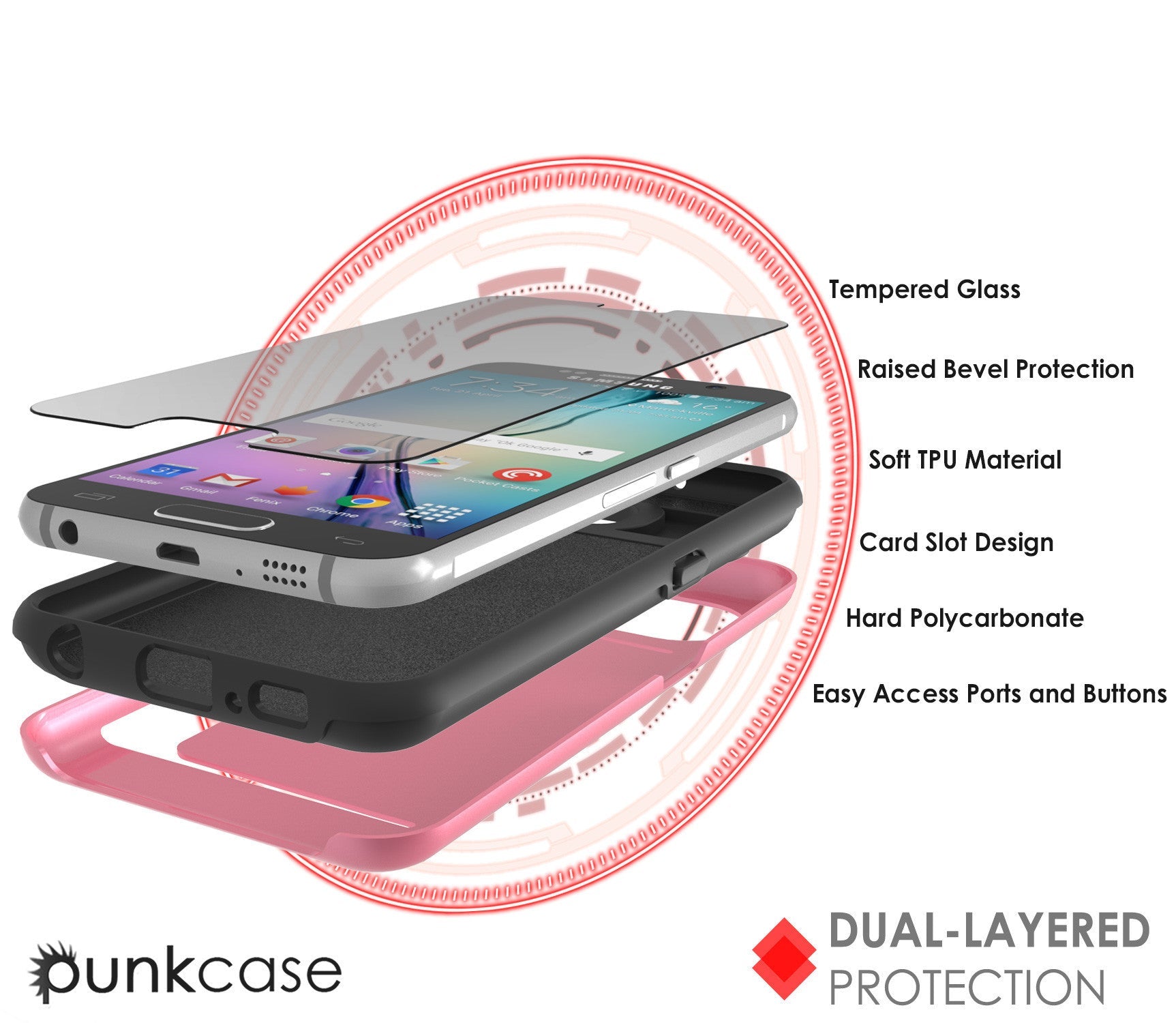 Galaxy S6 EDGE Plus Case PunkCase CLUTCH Pink Series Slim Armor Soft Cover Case w/ Screen Protector (Color in image: White)