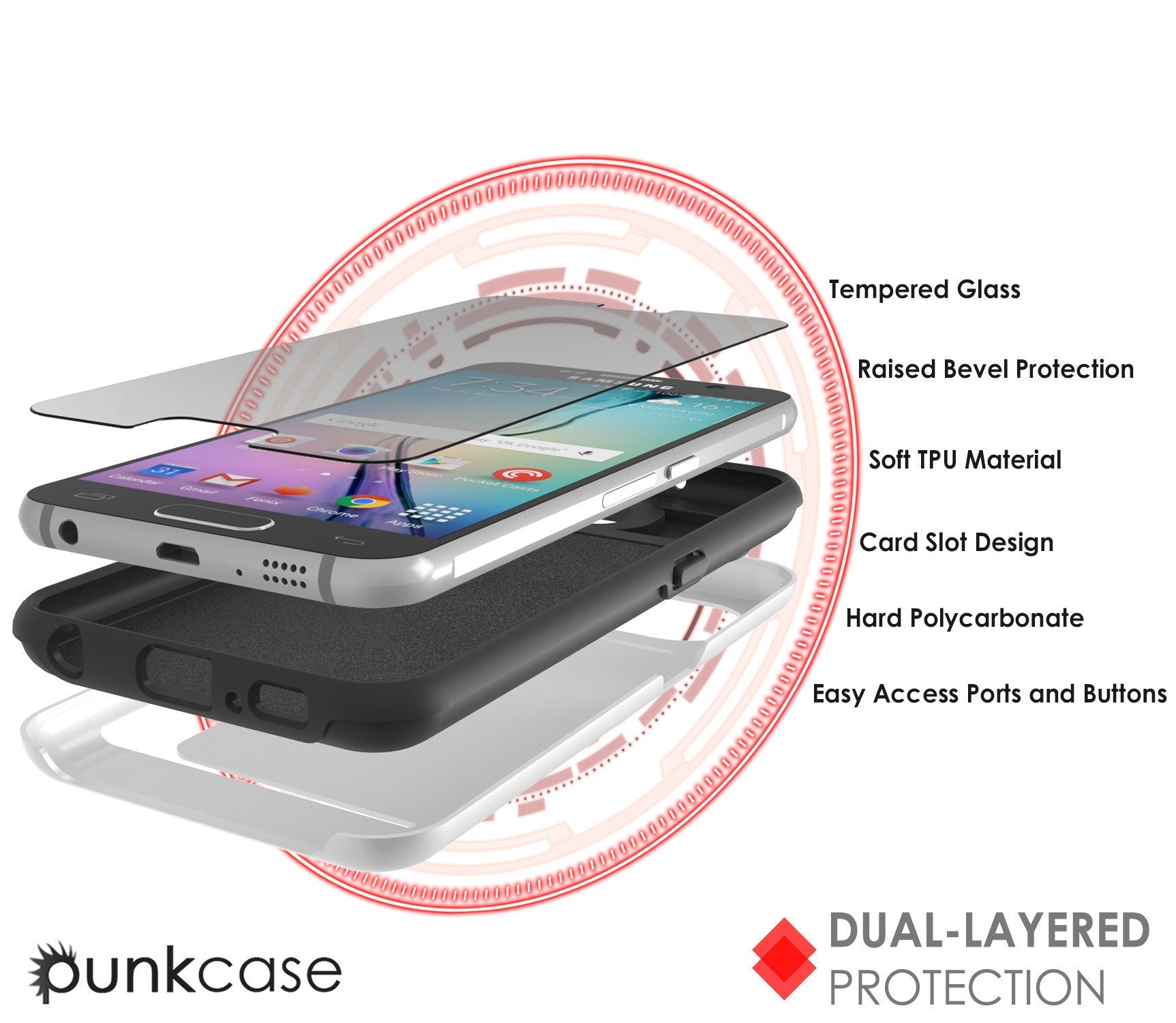 Galaxy S6 EDGE Plus Case PunkCase CLUTCH White Series Slim Armor Soft Cover Case w/ Screen Protector (Color in image: Gold)