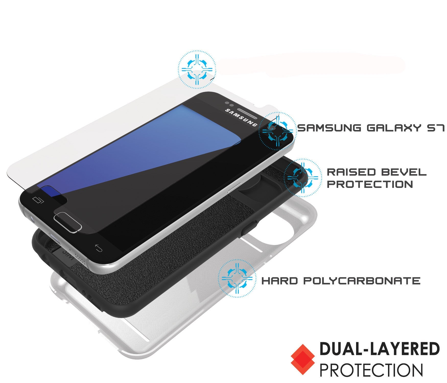 Galaxy S7 EDGE Case PunkCase CLUTCH White Series Slim Armor Soft Cover Case w/ Screen Protector (Color in image: Black)