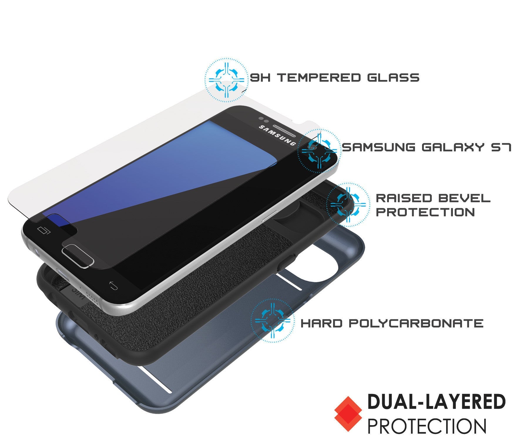 Galaxy Note 5 Case PunkCase CLUTCH Navy Series Slim Armor Soft Cover Case w/ Tempered Glass (Color in image: Silver)