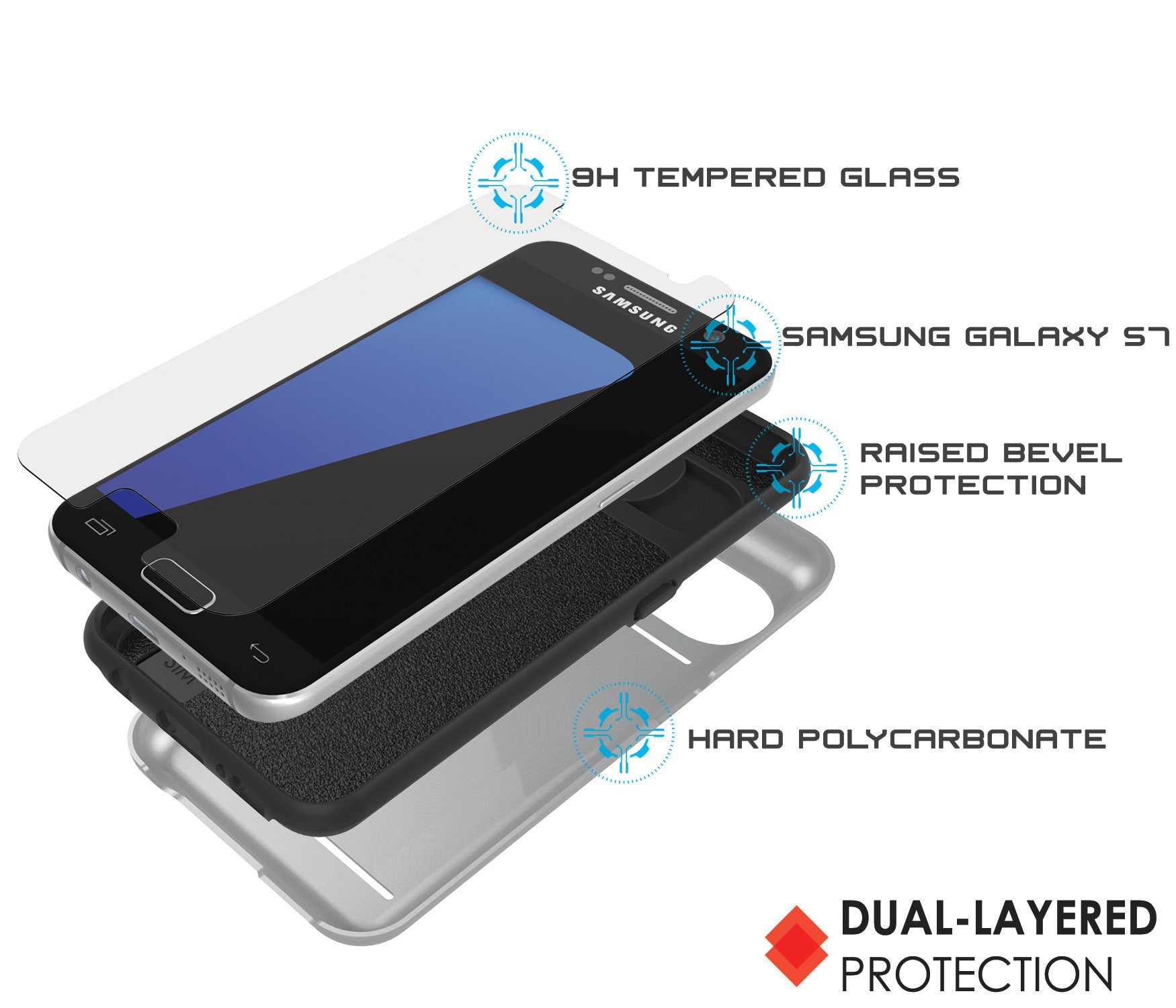 Galaxy s7 Case PunkCase CLUTCH Silver Series Slim Armor Soft Cover Case w/ Tempered Glass (Color in image: Gold)