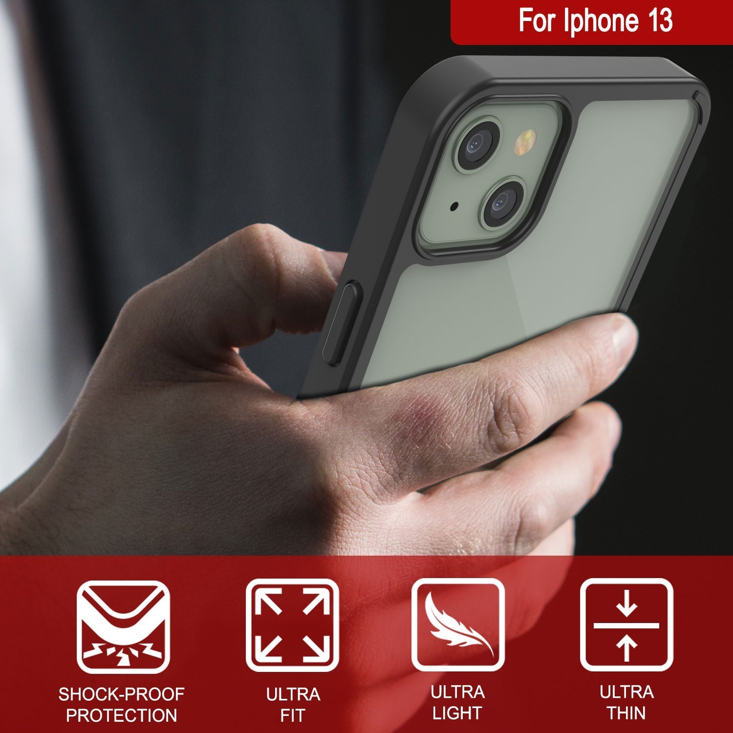 Capa iPhone 13 Punkcase® LUCID 2.0 Série Preto c/ Protetor de Tela PUNK SHIELD | Ajuste Ultra