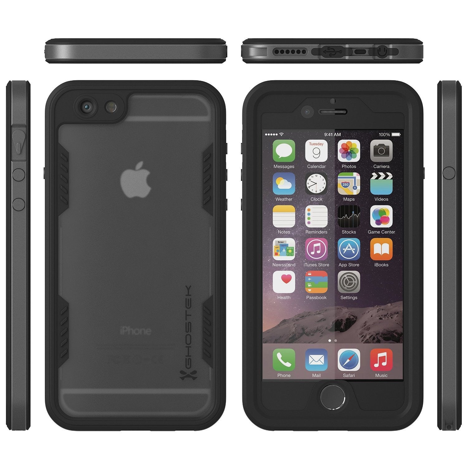 iPhone 6/6S Waterproof Case, Ghostek Atomic 2.0 Space Gray W/ Attached Screen Protector | Slim Fit (Color in image: silver)