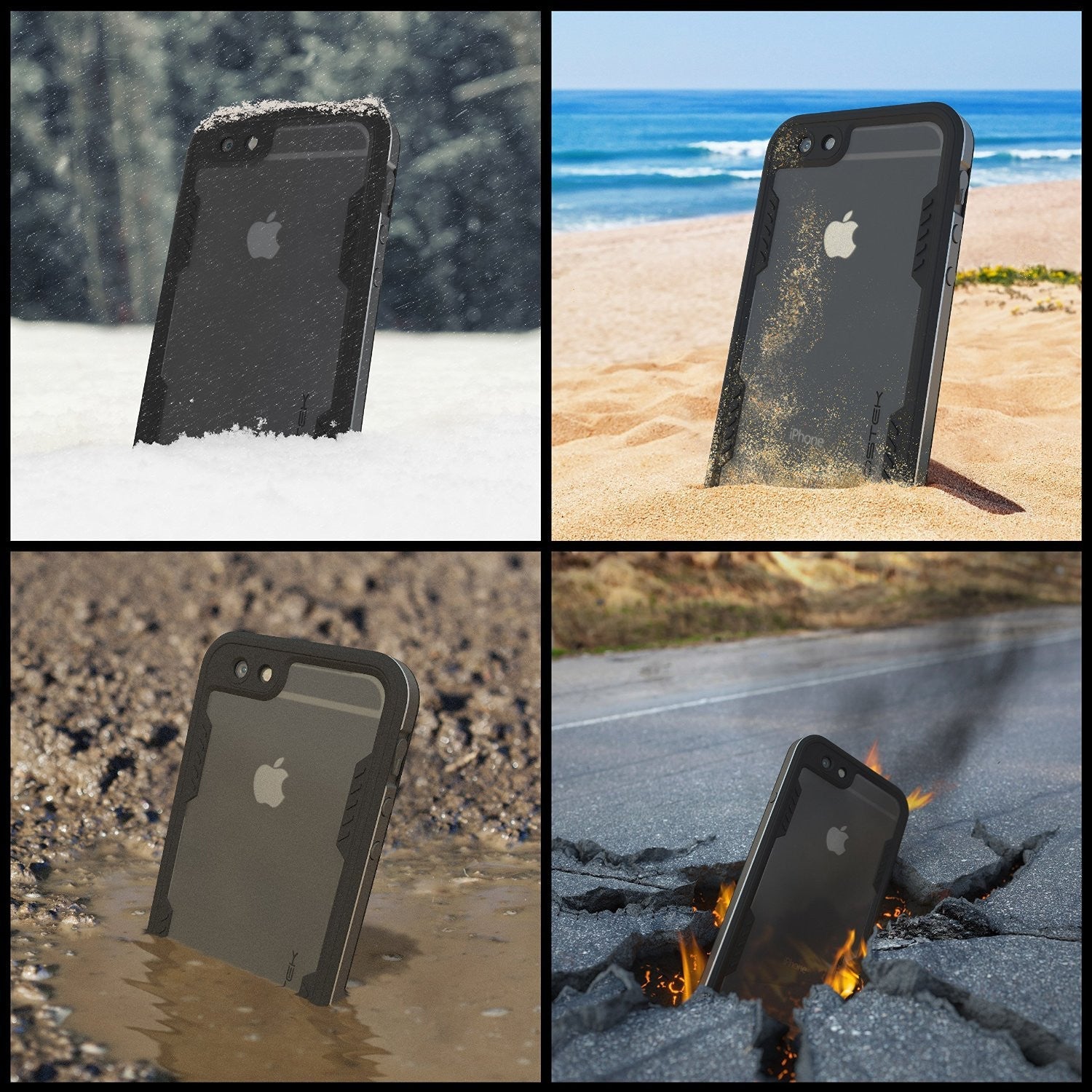 iPhone 6/6S Waterproof Case, Ghostek Atomic 2.0 Space Gray W/ Attached Screen Protector | Slim Fit (Color in image: pink)