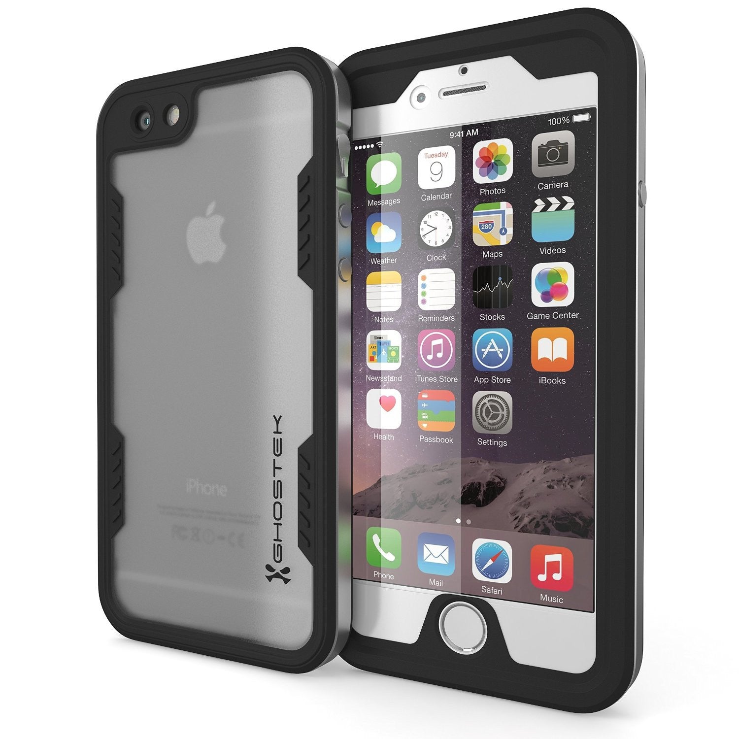 Capa à prova d'água para iPhone 6S+/6+ Plus Ghostek Atomic 2.0 Prateada com Protetor de Tela Acoplado | Fina