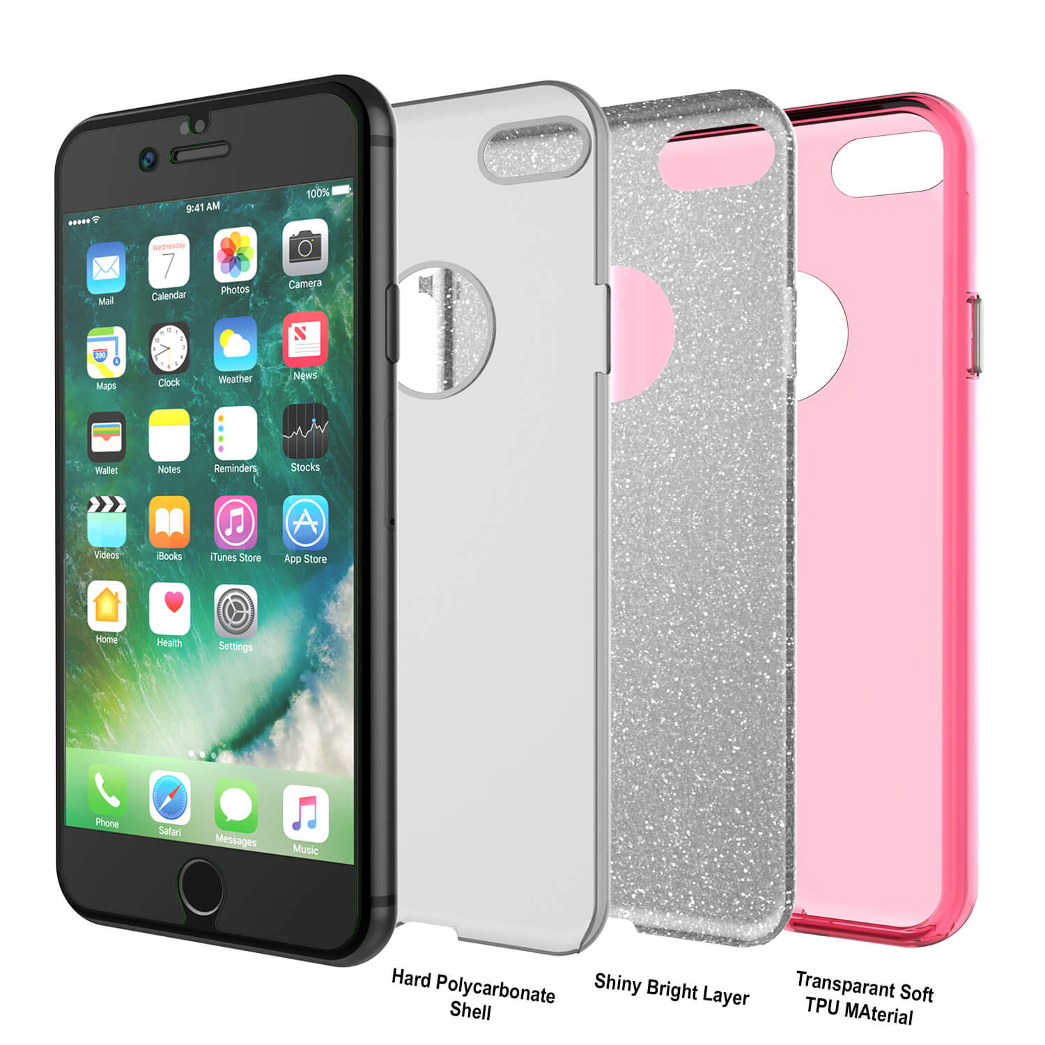 iPhone 6s/6 Case PunkCase Galactic Pink Series  Slim w/ Tempered Glass | Lifetime Warranty (Color in image: red)