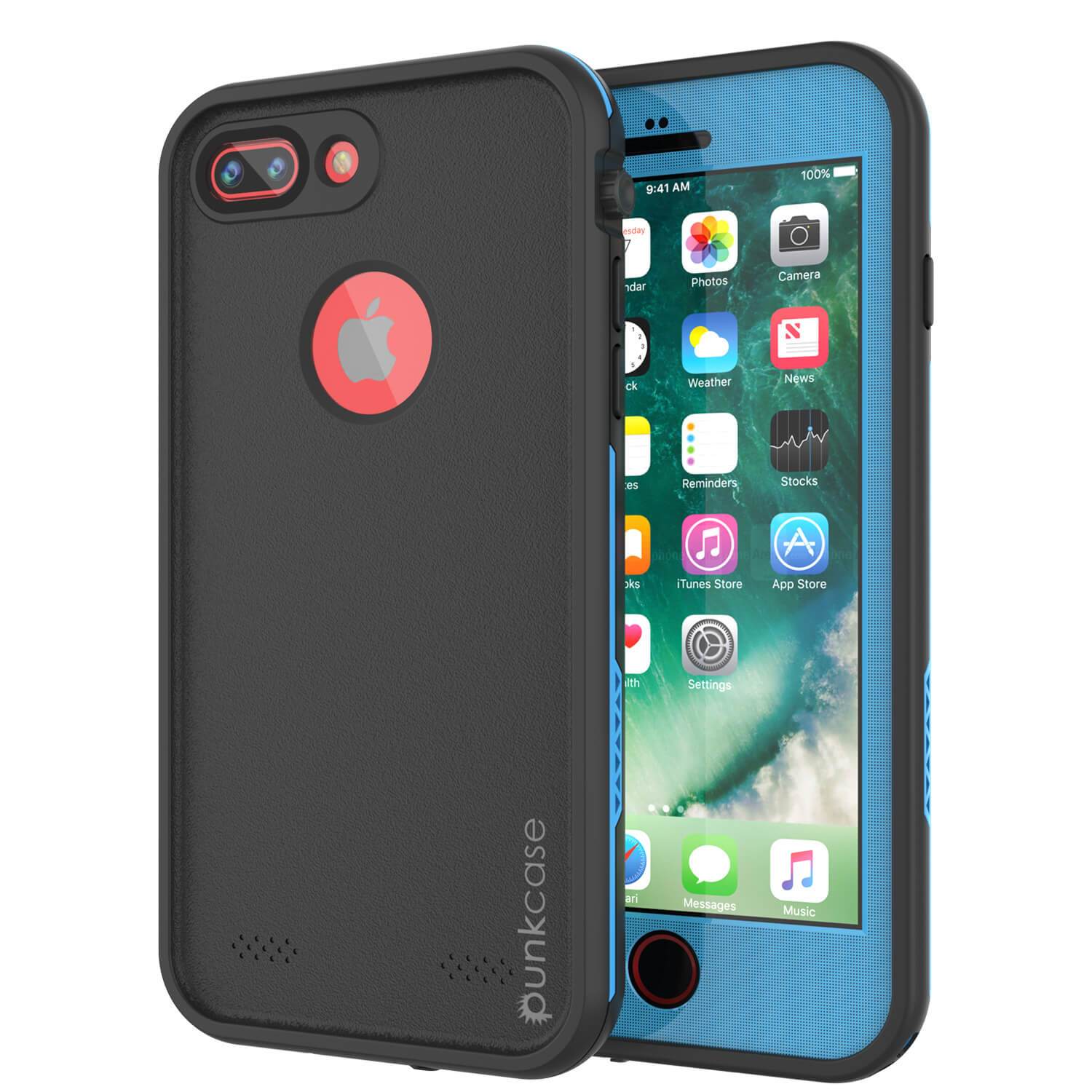 Capa à prova d'água para iPhone 7+ Plus, série SpikeStar Light-Blue da Punkcase | Ajuste fino subaquático IP68 de 6,6 pés