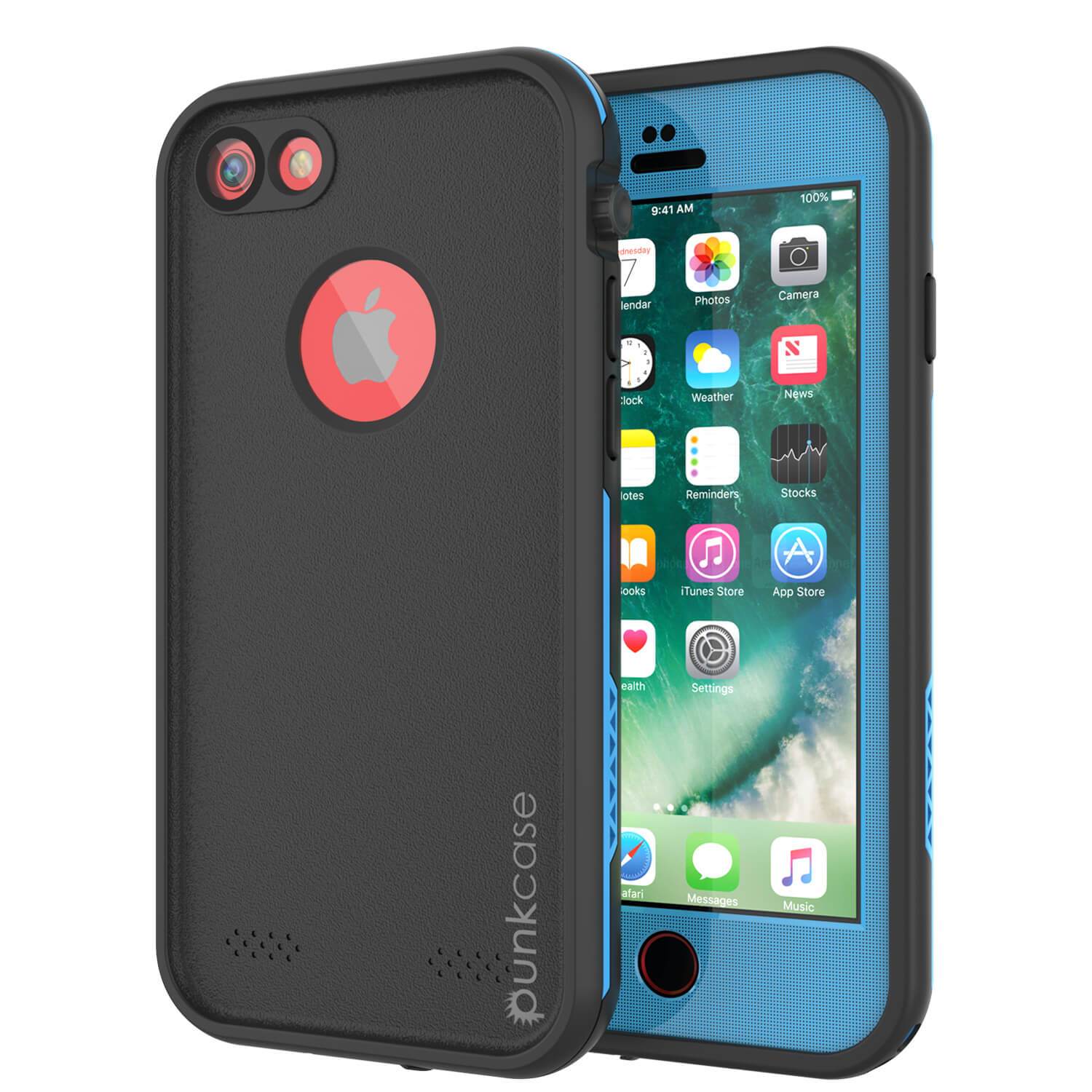 Capa à prova d'água para iPhone 7, série Light-Blue Punkcase SpikeStar | Ajuste fino 6,6 pés subaquático IP68