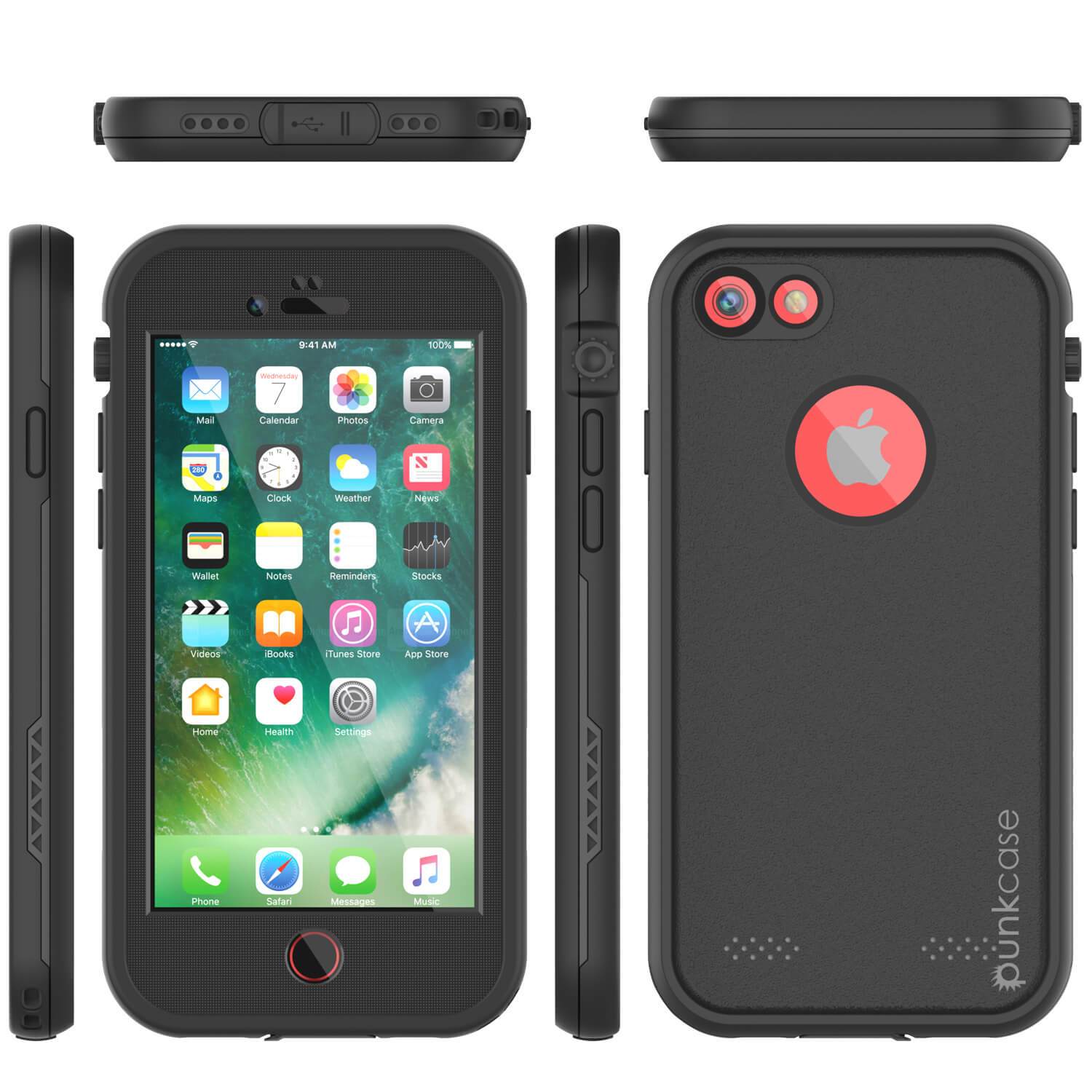 iPhone 7 Waterproof Case, Punkcase SpikeStar Black Series | Thin Fit 6.6ft Underwater IP68 (Color in image: teal)