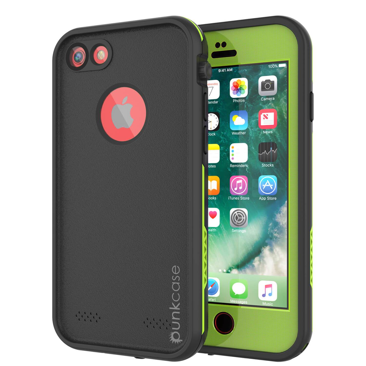 Capa à prova d'água para iPhone 7, série Punkcase SpikeStar Light-Green | Ajuste fino para 6,6 pés submersível IP68