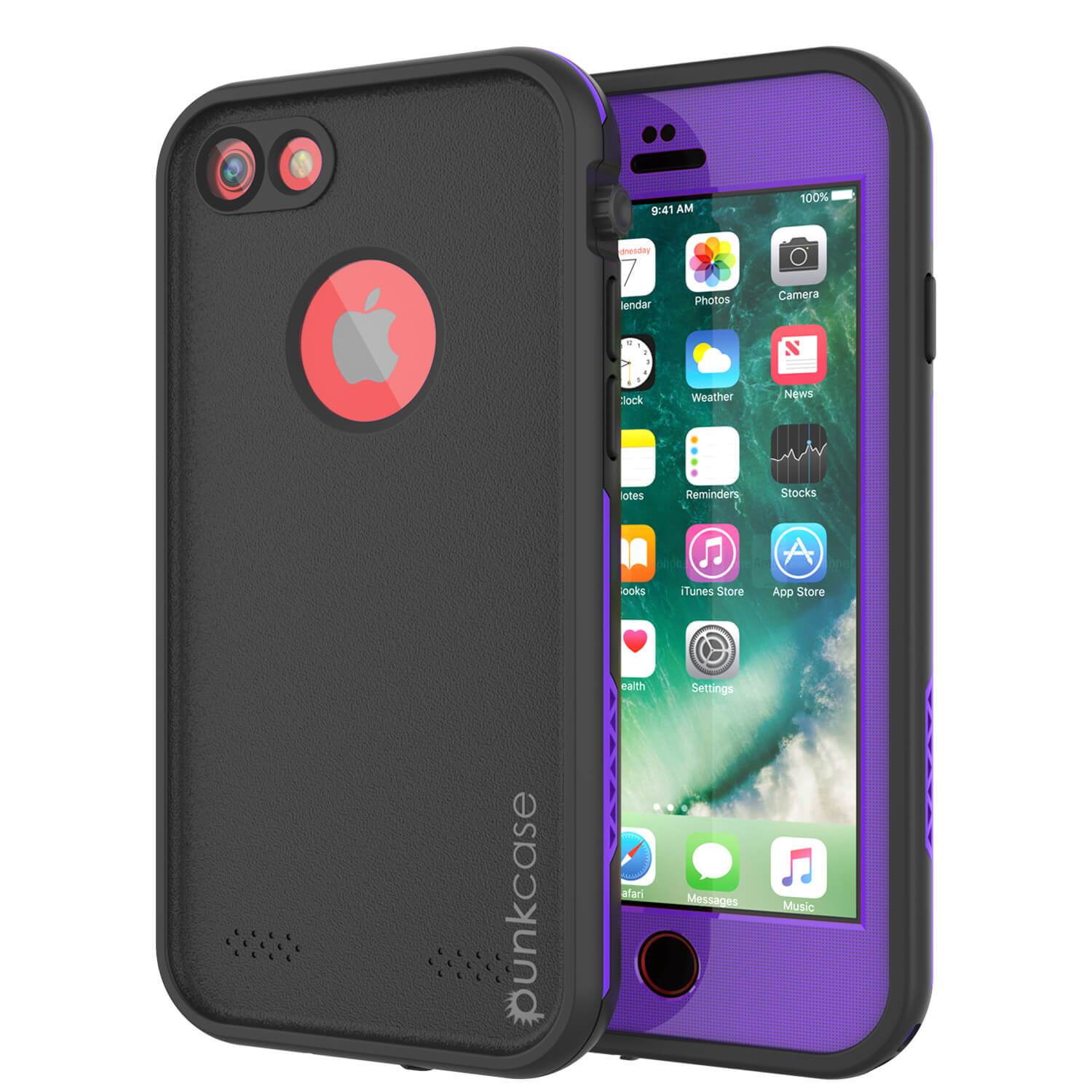 Capa à prova d'água para iPhone 7, série roxa Punkcase SpikeStar | Ajuste fino 6,6 pés subaquático IP68