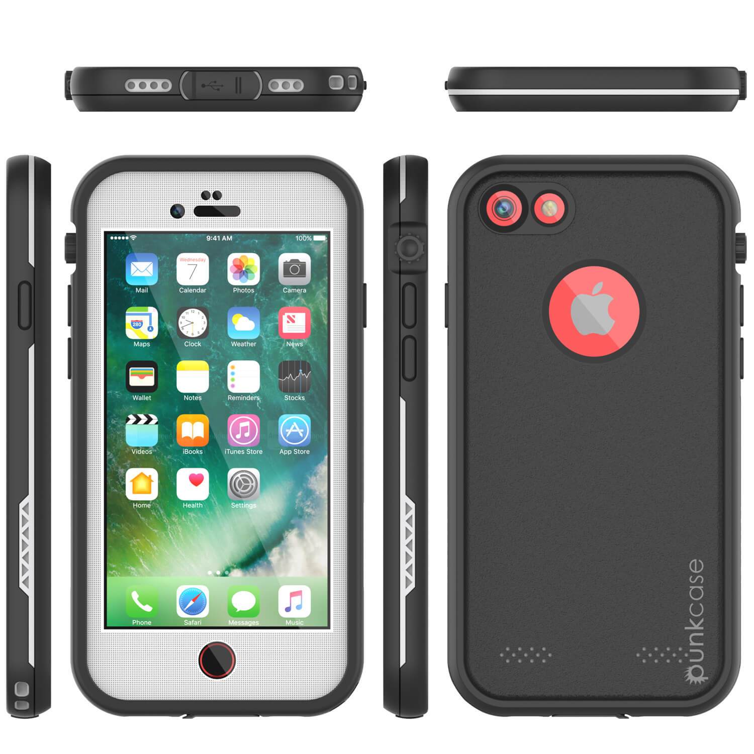 iPhone 7 Waterproof Case, Punkcase SpikeStar White Series | Thin Fit 6.6ft Underwater IP68 (Color in image: teal)