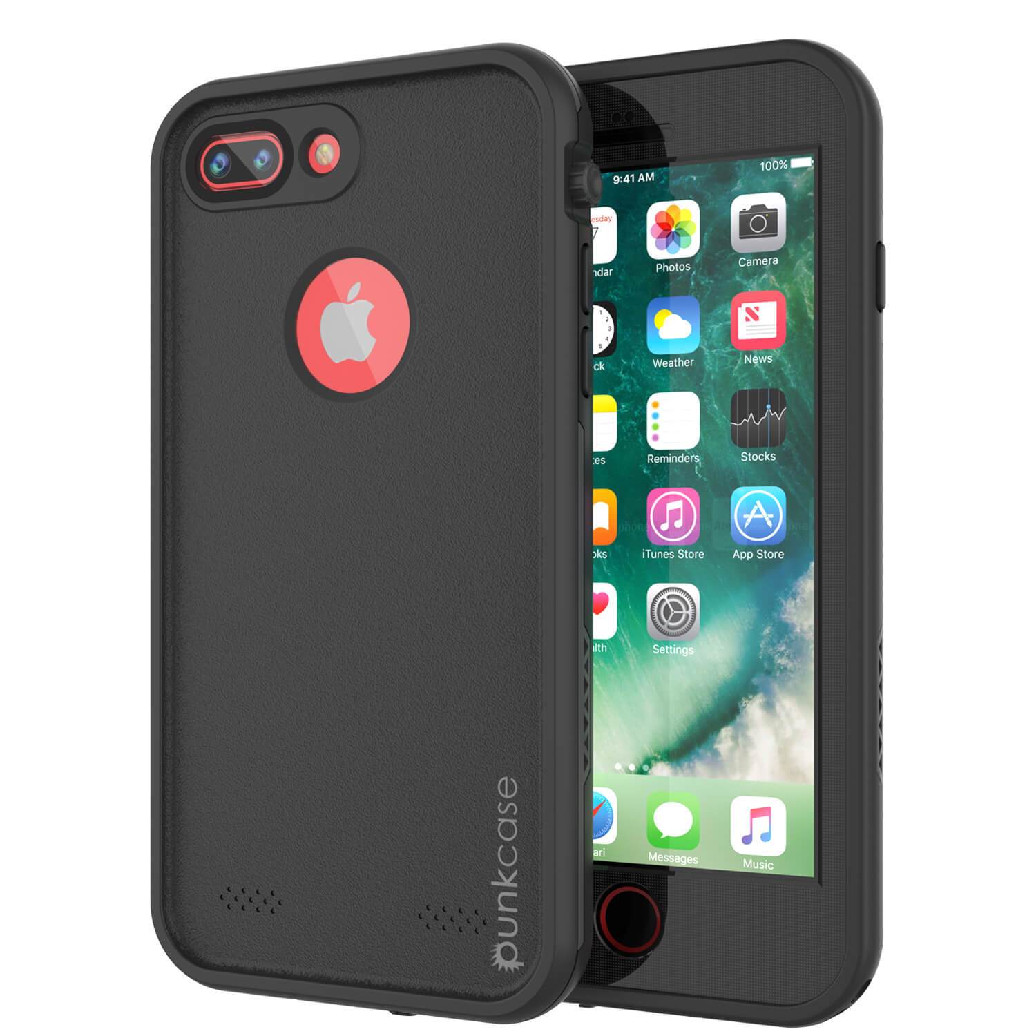 Capa à prova d'água iPhone 8+ Plus, série preta Punkcase SpikeStar | Ajuste fino 6,6 pés subaquático IP68