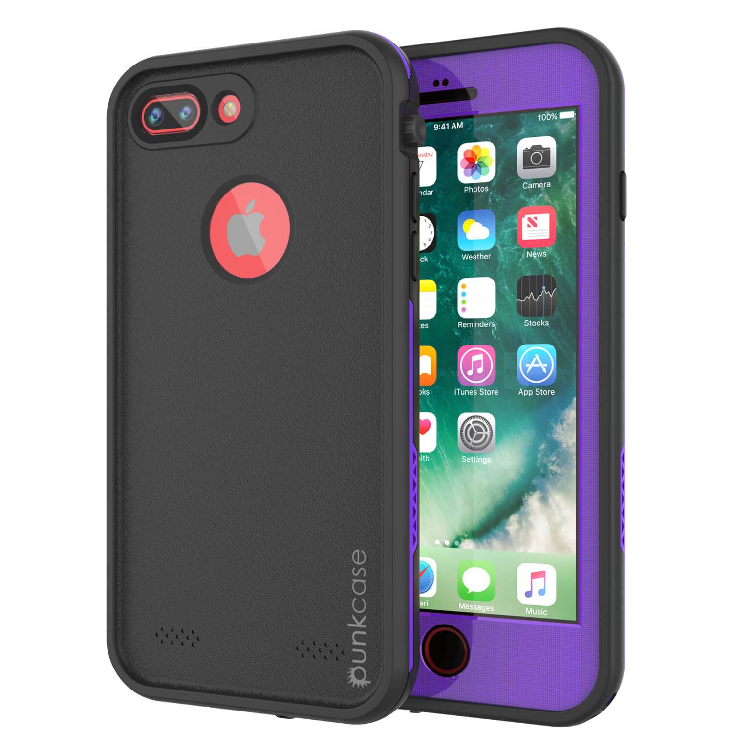 Capa à prova d'água para iPhone 8+ Plus, série roxa Punkcase SpikeStar | Ajuste fino para 6,6 pés embaixo d'água IP68