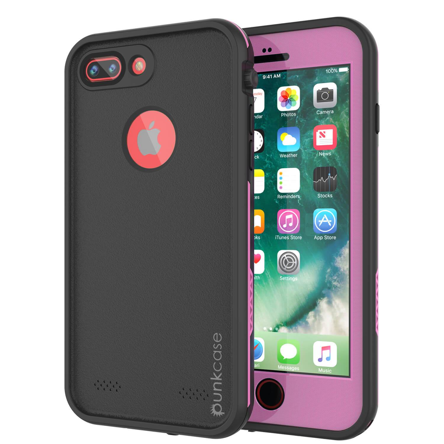 Capa à prova d'água iPhone 8+ Plus, Série Pink Punkcase SpikeStar | Ajuste fino de 6,6 pés subaquáticos IP68