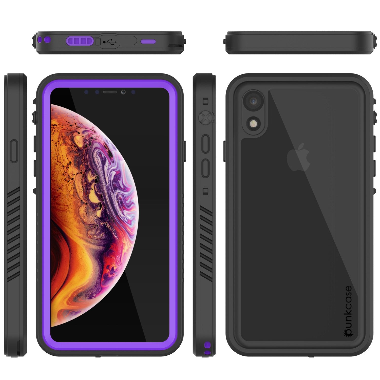 iPhone XR Waterproof Case, Punkcase [Extreme Series] Armor Cover W/ Built In Screen Protector [Purple] (Color in image: Teal)