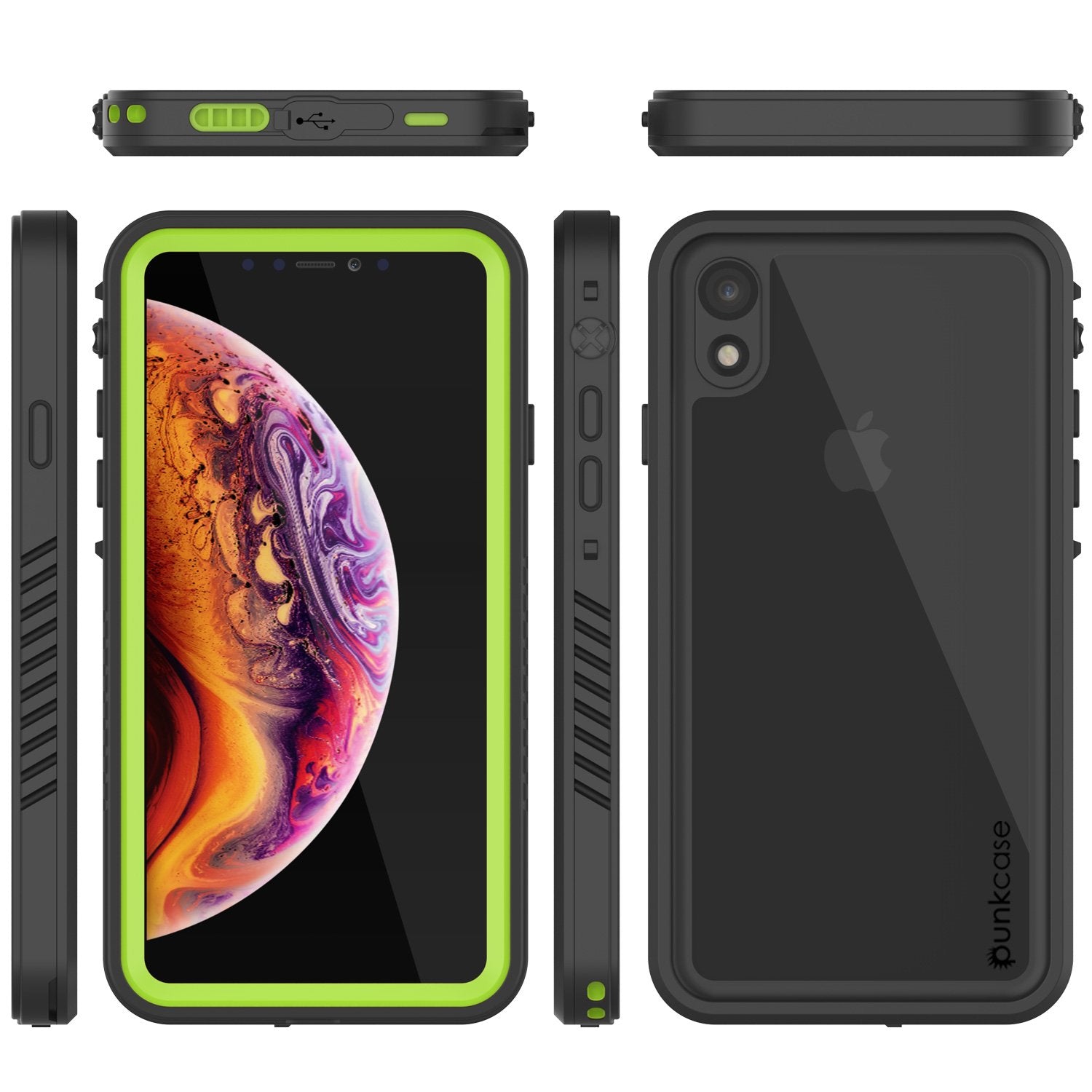 iPhone XR Waterproof Case, Punkcase [Extreme Series] Armor Cover W/ Built In Screen Protector [Light Green] (Color in image: Purple)