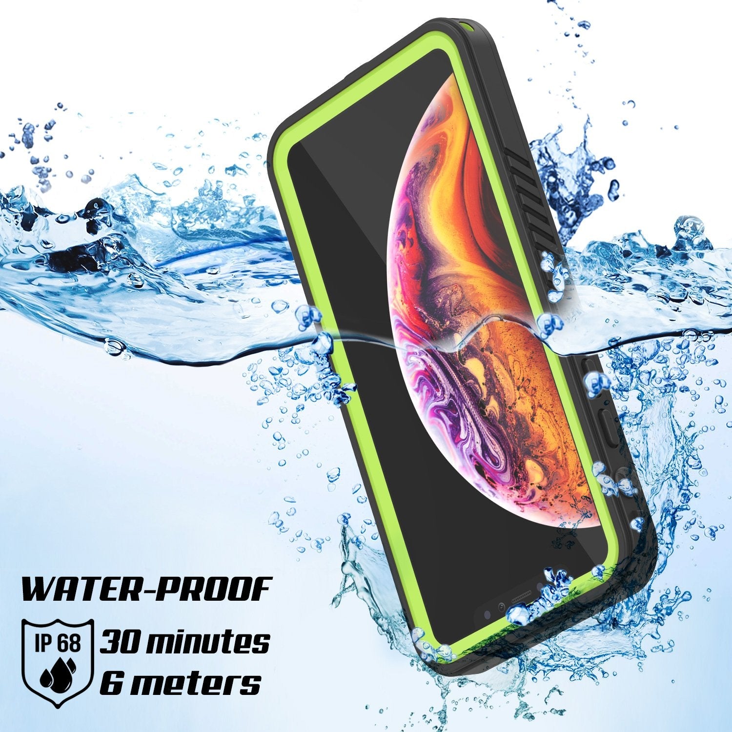 iPhone XR Waterproof Case, Punkcase [Extreme Series] Armor Cover W/ Built In Screen Protector [Light Green] (Color in image: Light Blue)