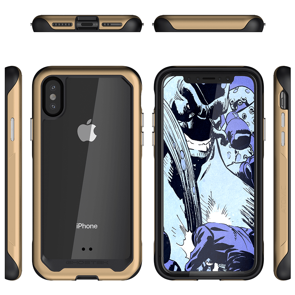 iPhone Xs Max Case, Ghostek Atomic Slim 2 Series  for iPhone Xs Max Rugged Heavy Duty Case|GOLD (Color in image: Red)