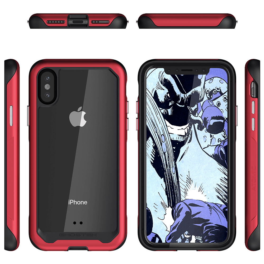iPhone Xs Case, Ghostek Atomic Slim 2 Series  for iPhone Xs Rugged Heavy Duty Case|RED (Color in image: Gold)